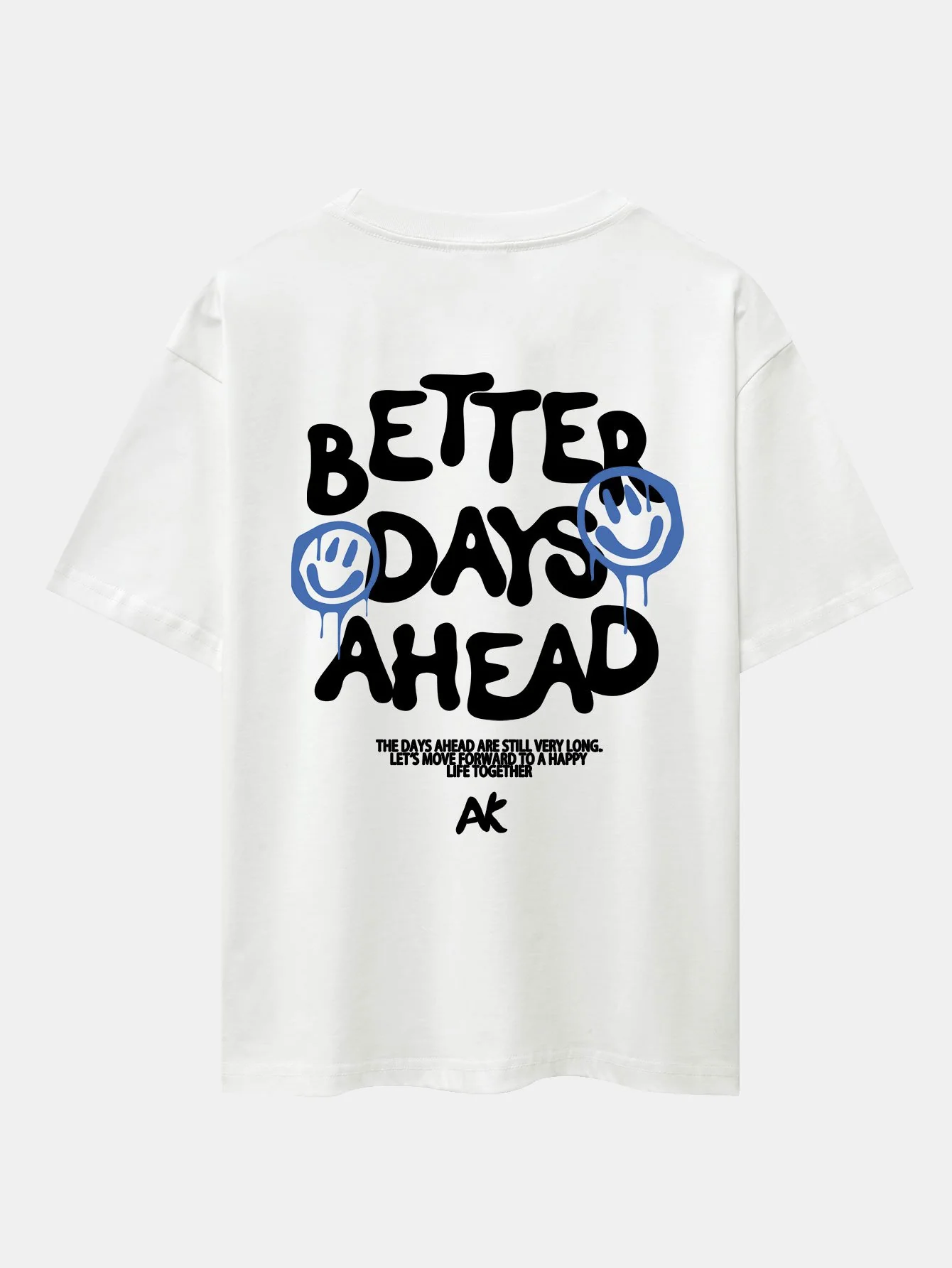 Smiley Slogan Rückenprint Drop Shoulder Oversize T-Shirt - Image 3