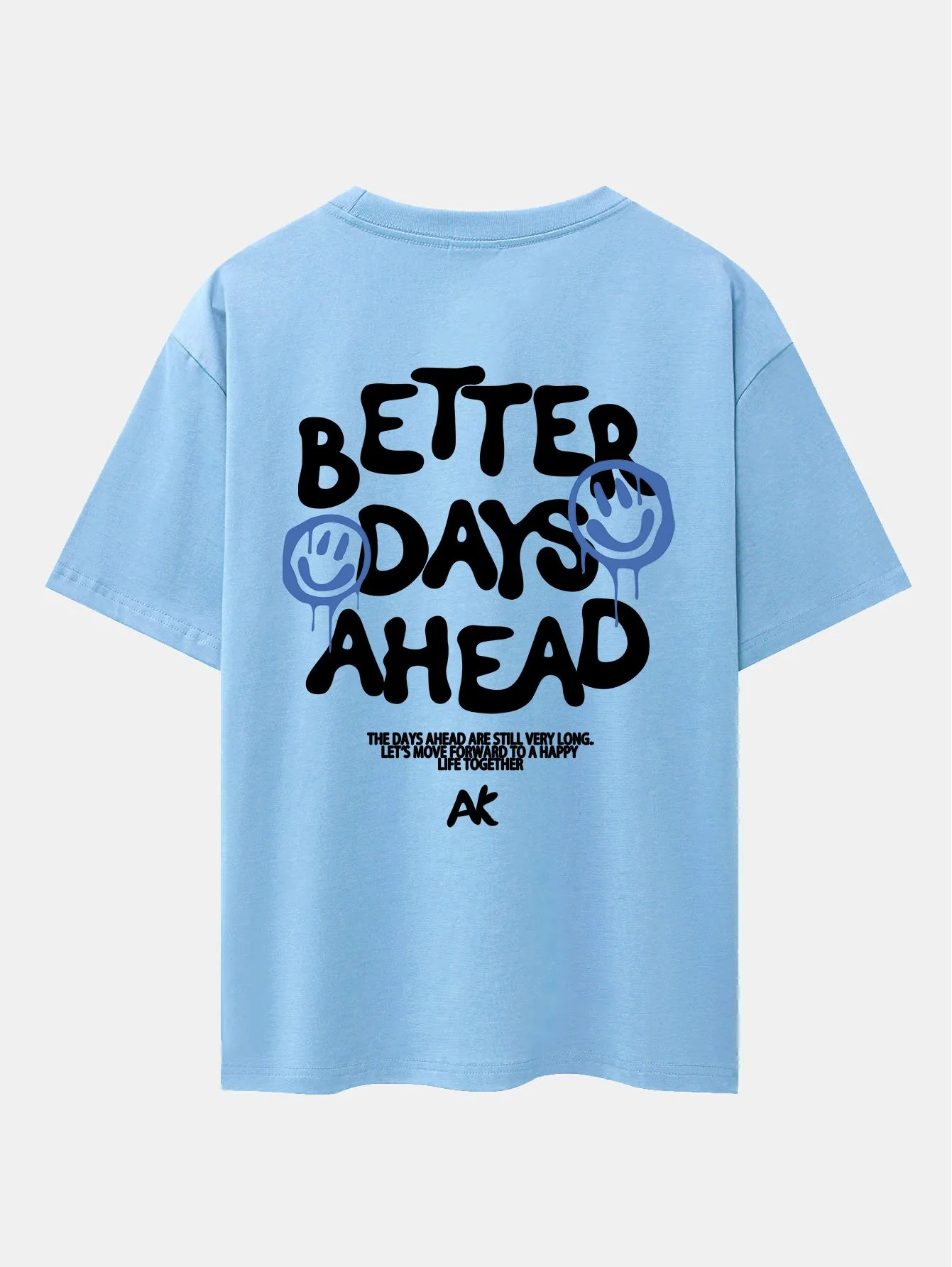 Smiley Slogan Rückenprint Drop Shoulder Oversize T-Shirt - Image 5