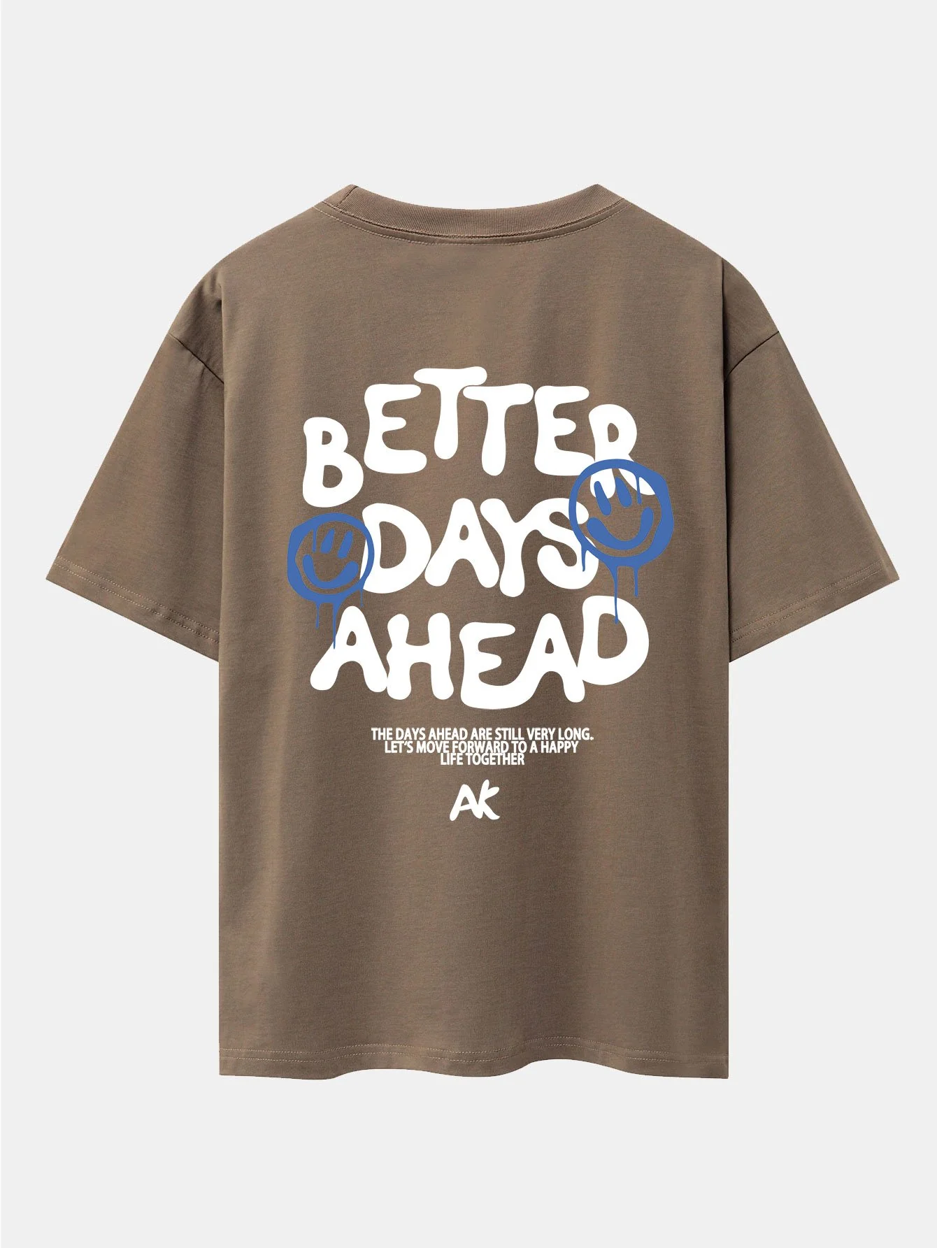 Smiley Slogan Rückenprint Drop Shoulder Oversize T-Shirt - Image 7