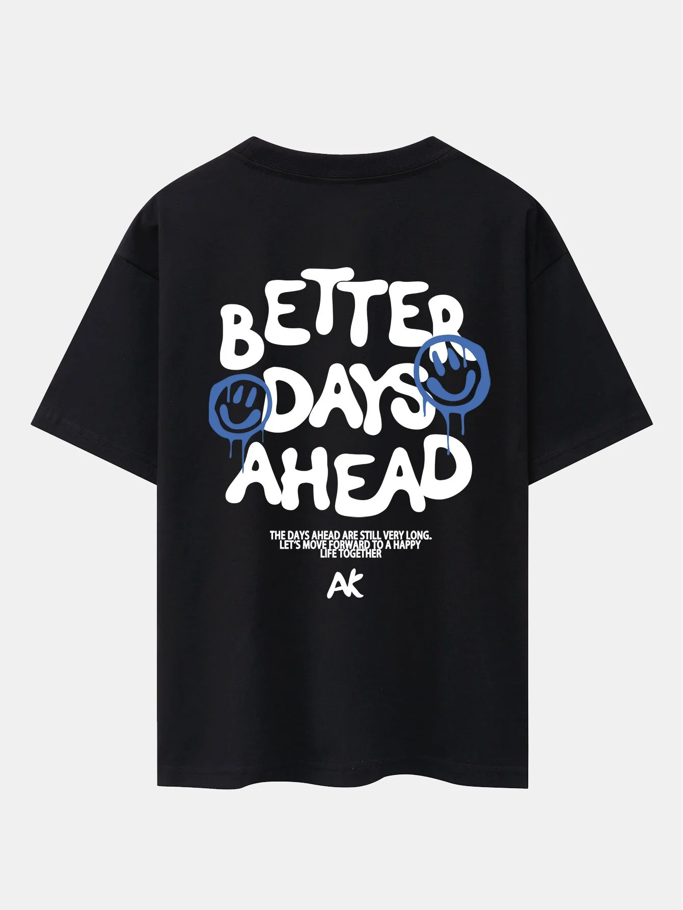 Smiley Slogan Rückenprint Drop Shoulder Oversize T-Shirt - Image 9