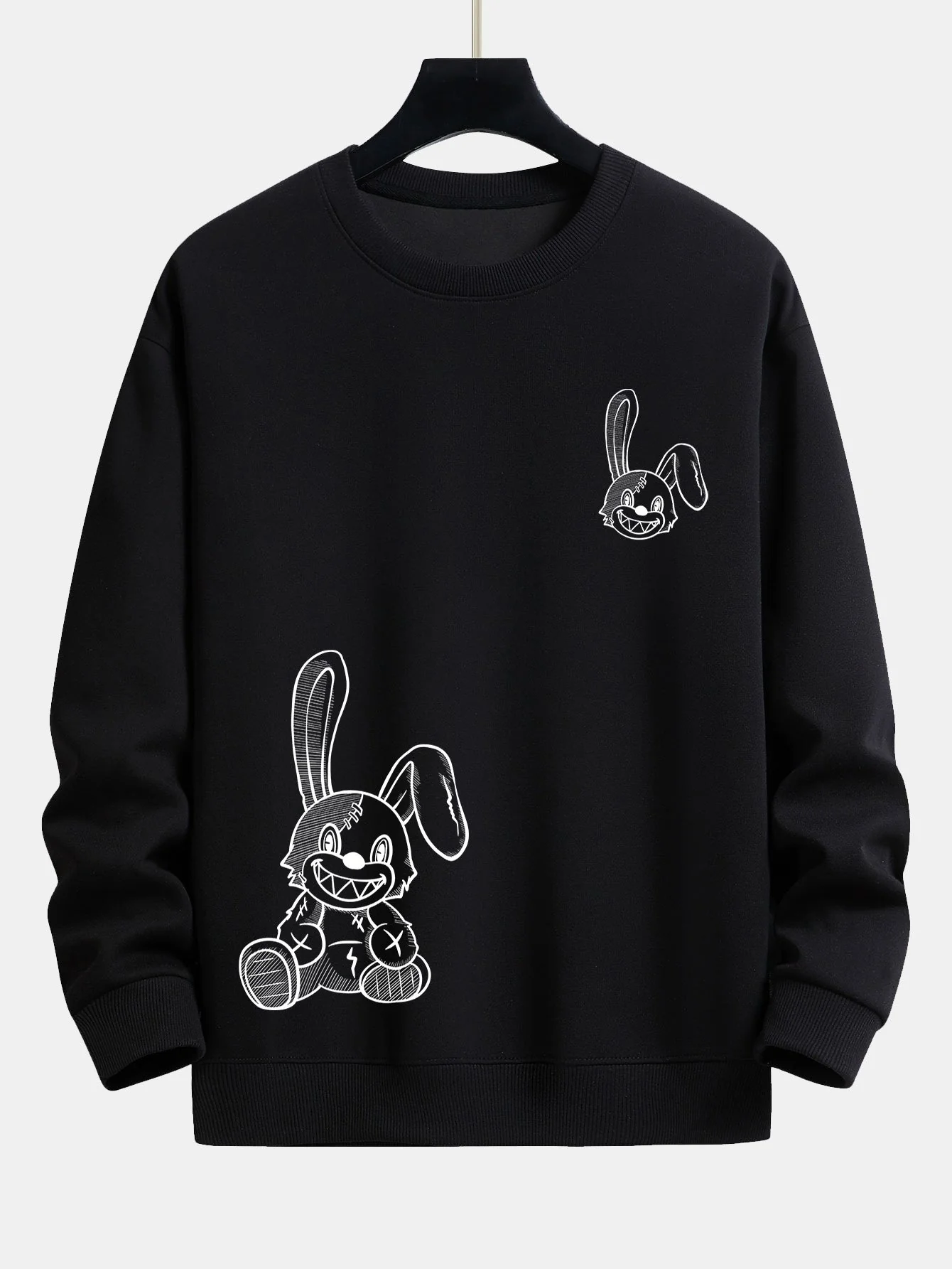 Lächelnder Hase Druck Relaxed Fit Sweatshirt - Image 3