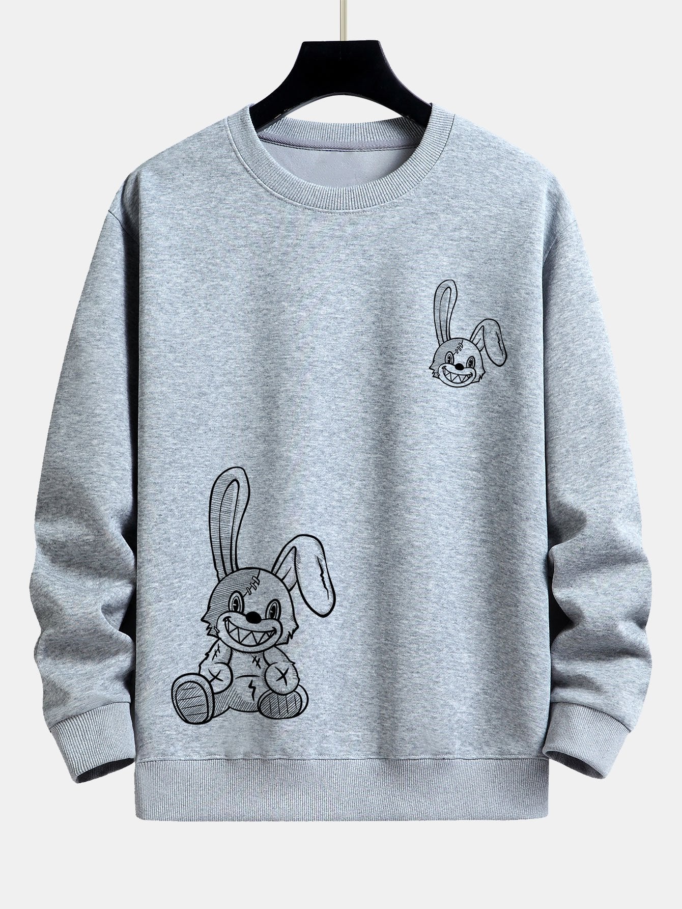 Lächelnder Hase Druck Relaxed Fit Sweatshirt - Image 5