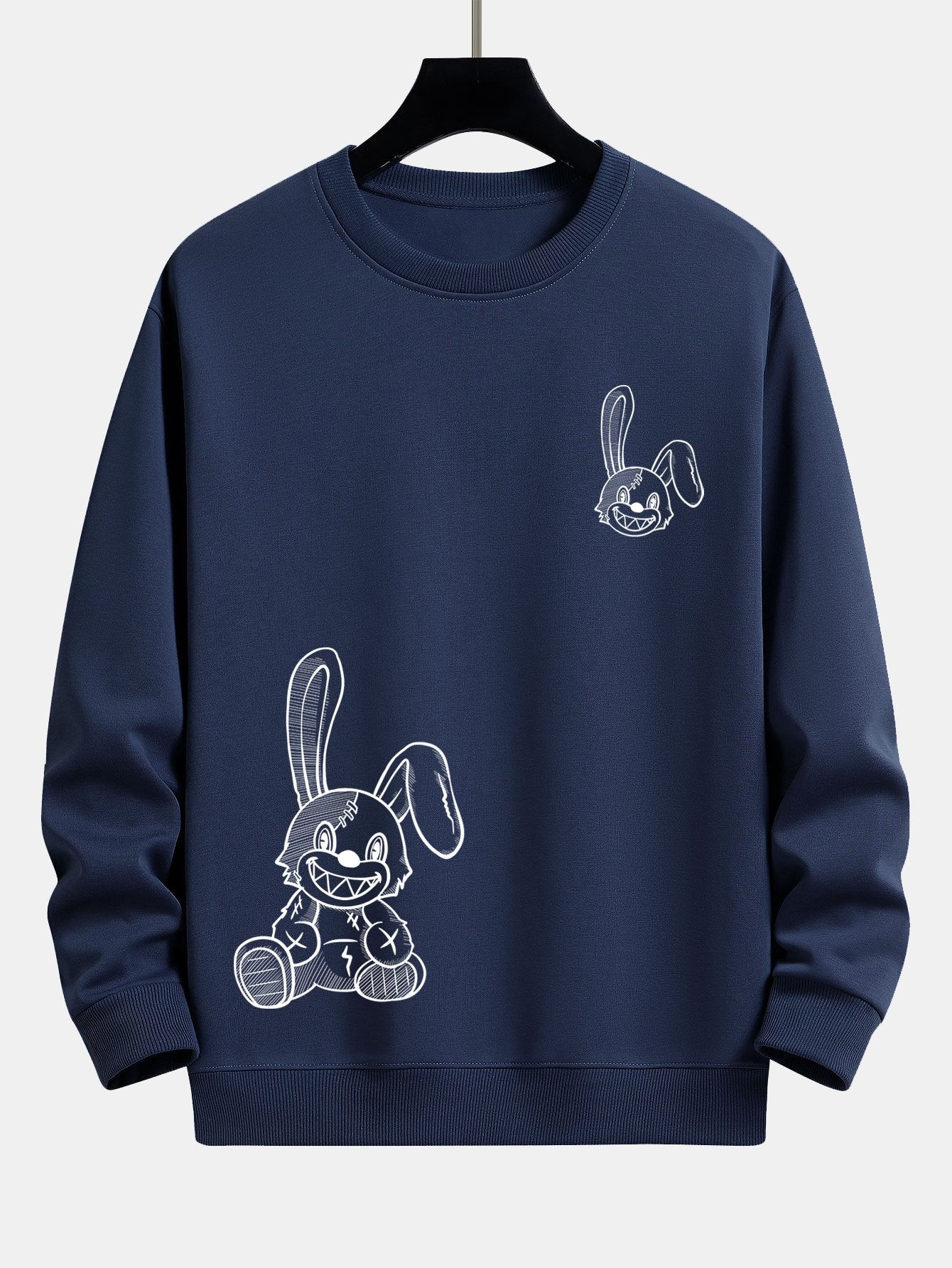 Lächelnder Hase Druck Relaxed Fit Sweatshirt - Image 6