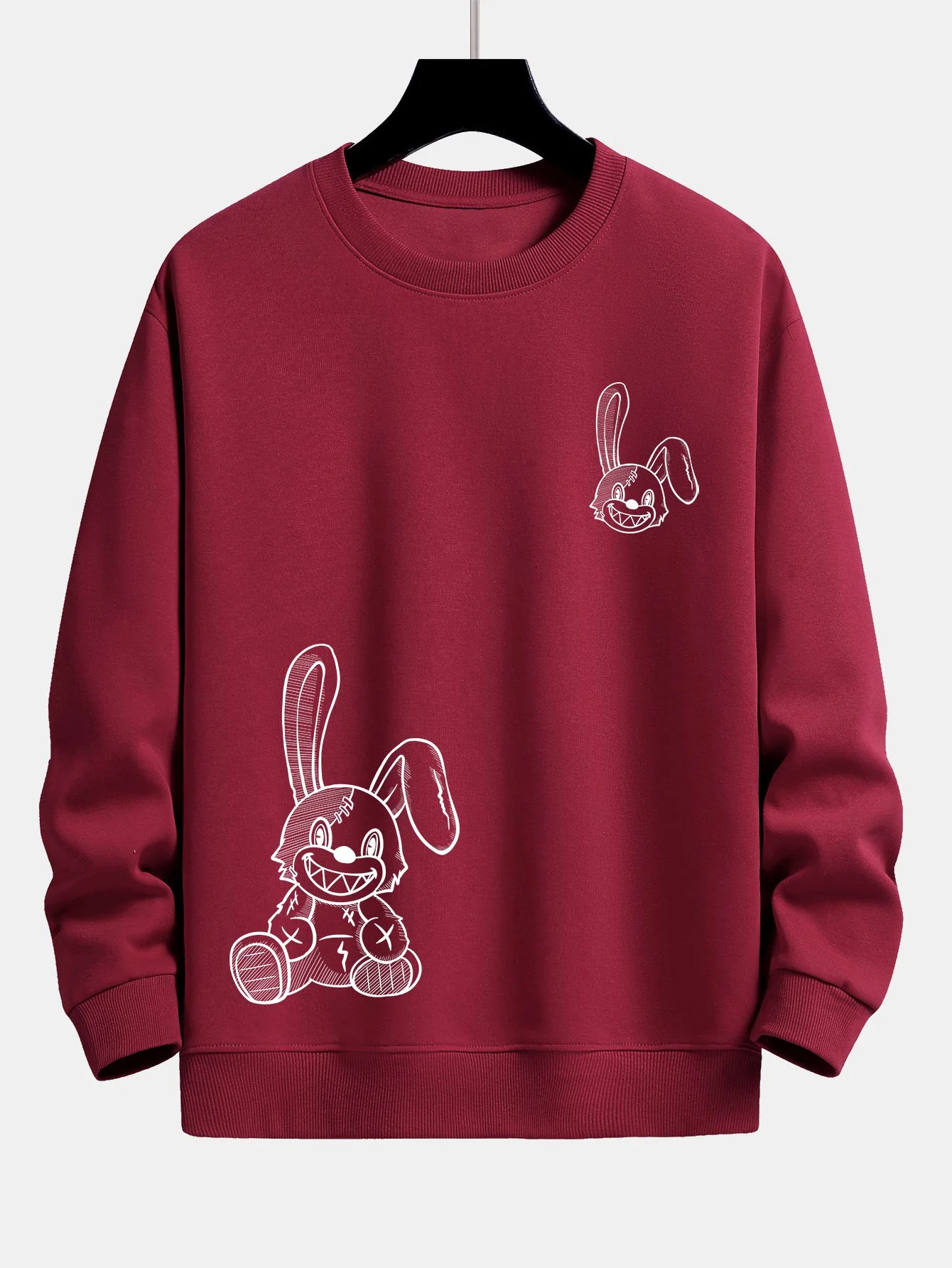 Lächelnder Hase Druck Relaxed Fit Sweatshirt - Image 7