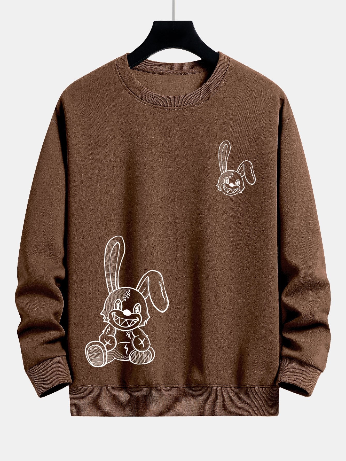 Lächelnder Hase Druck Relaxed Fit Sweatshirt - Image 8