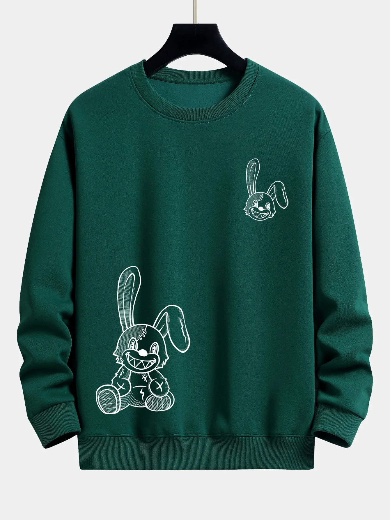 Lächelnder Hase Druck Relaxed Fit Sweatshirt - Image 9