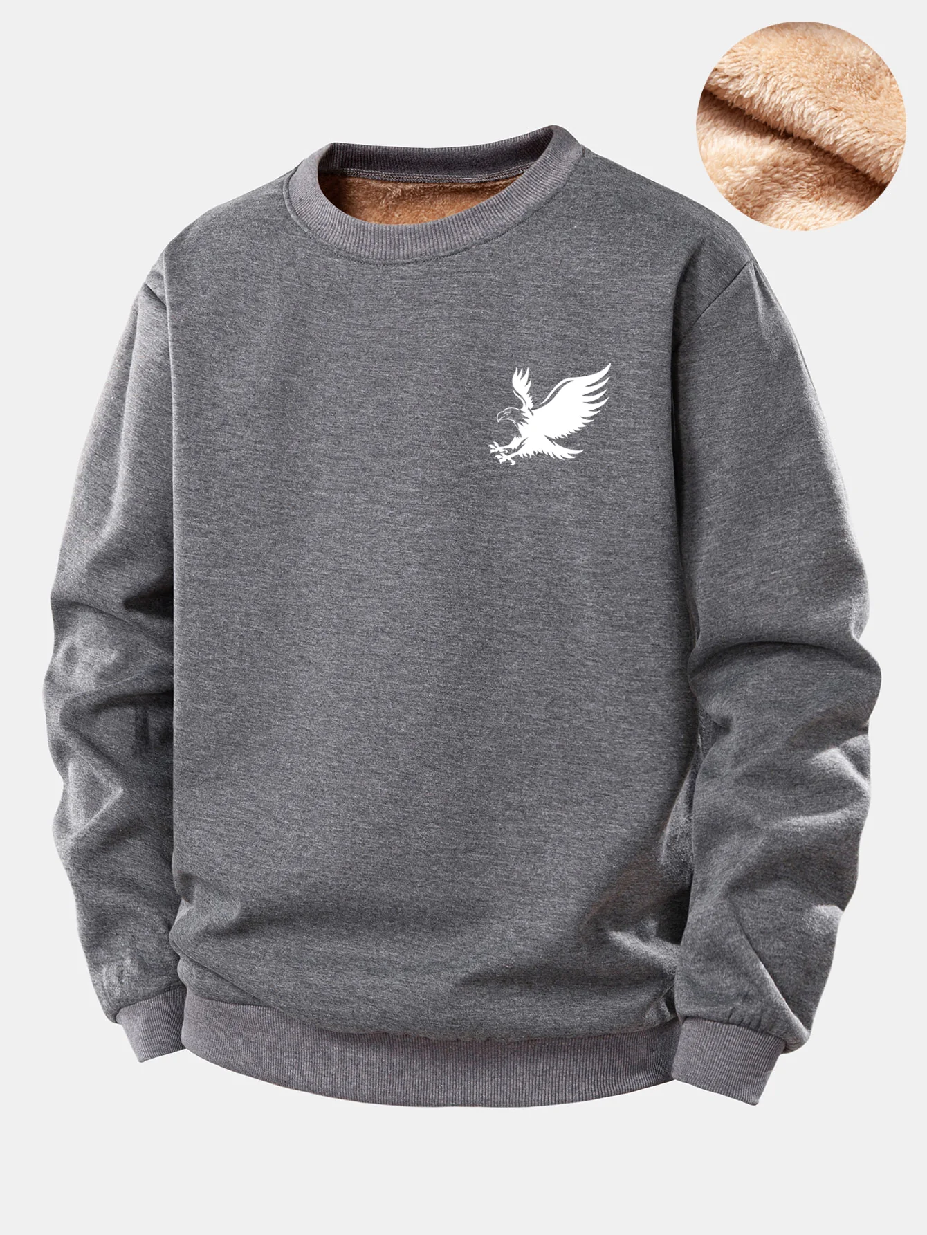 Soaring Eagle Print Teddy Fleece Gefüttertes Sweatshirt - Image 2