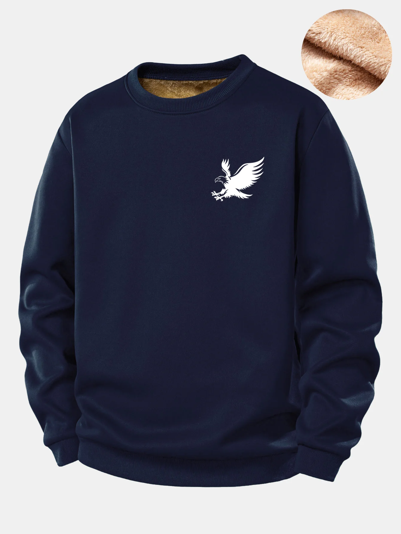 Soaring Eagle Print Teddy Fleece Gefüttertes Sweatshirt - Image 3