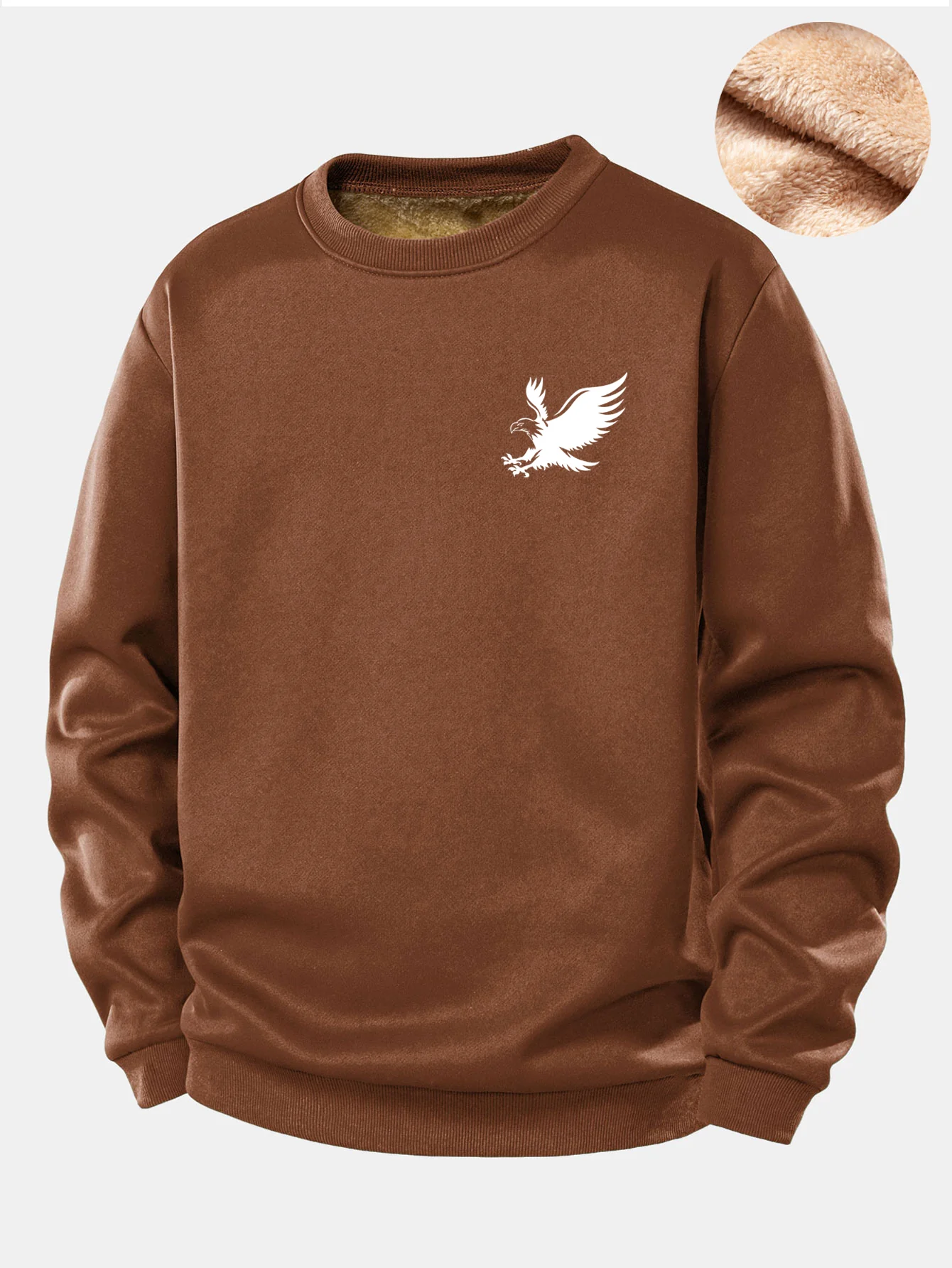 Soaring Eagle Print Teddy Fleece Gefüttertes Sweatshirt - Image 5
