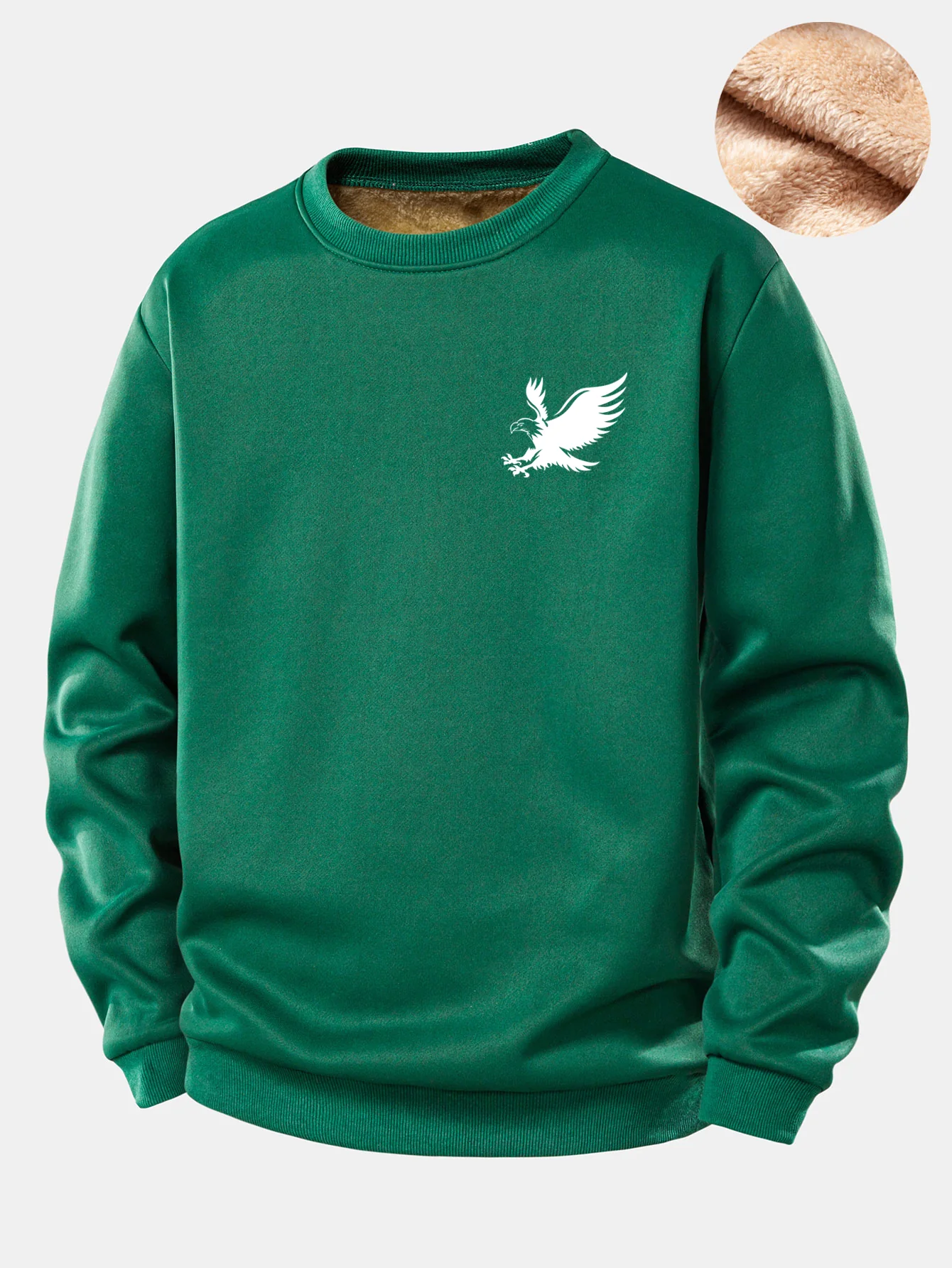 Soaring Eagle Print Teddy Fleece Gefüttertes Sweatshirt - Image 6