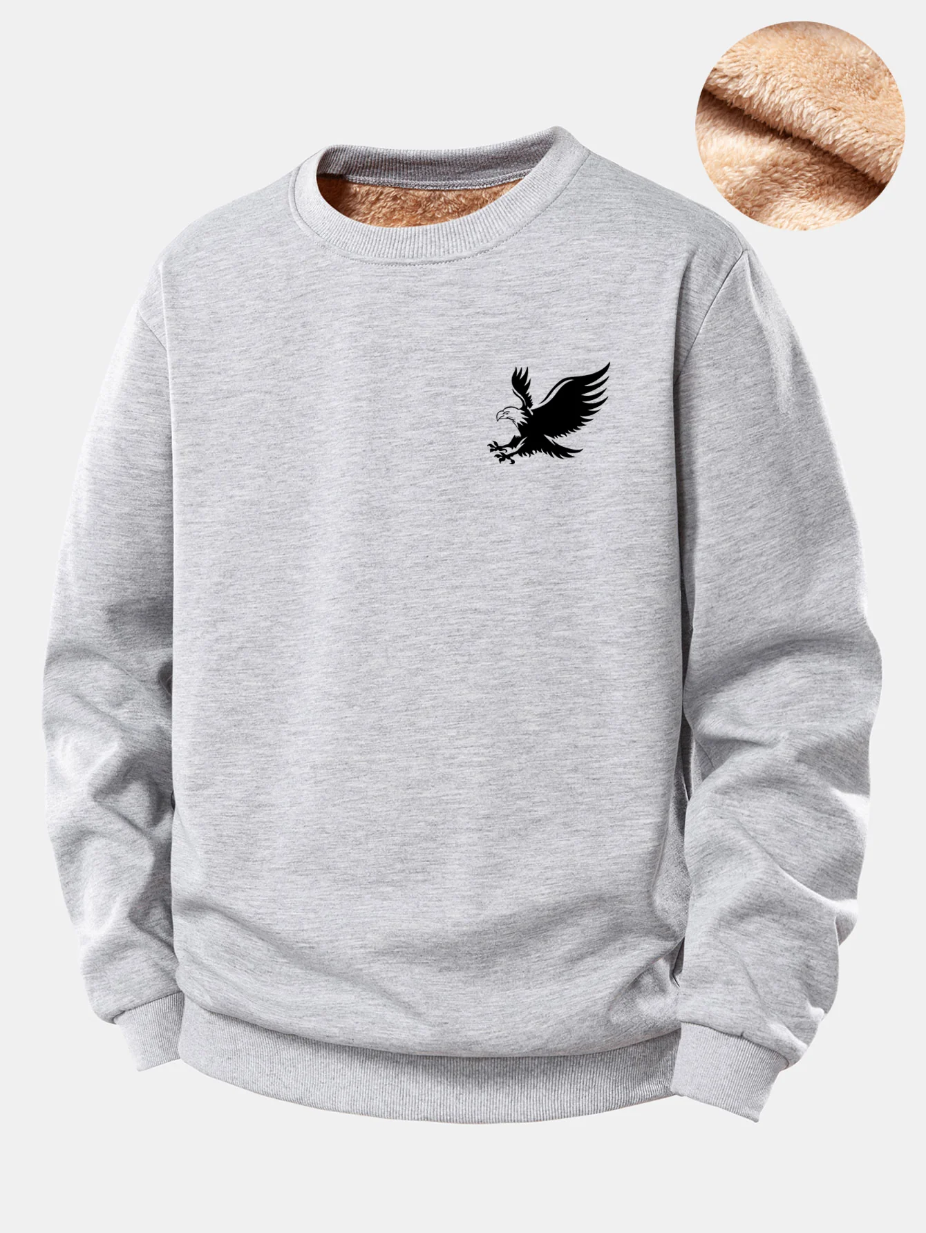 Soaring Eagle Print Teddy Fleece Gefüttertes Sweatshirt - Image 7