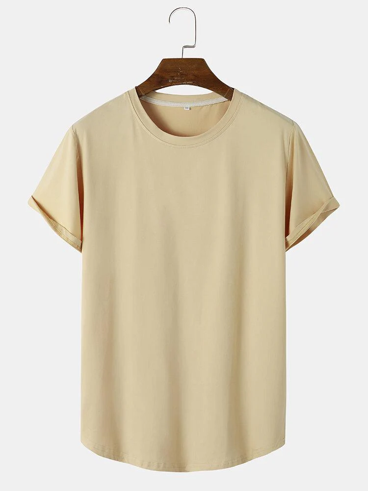 T-Shirt mit einfarbigem Bogen-Saum - Image 4