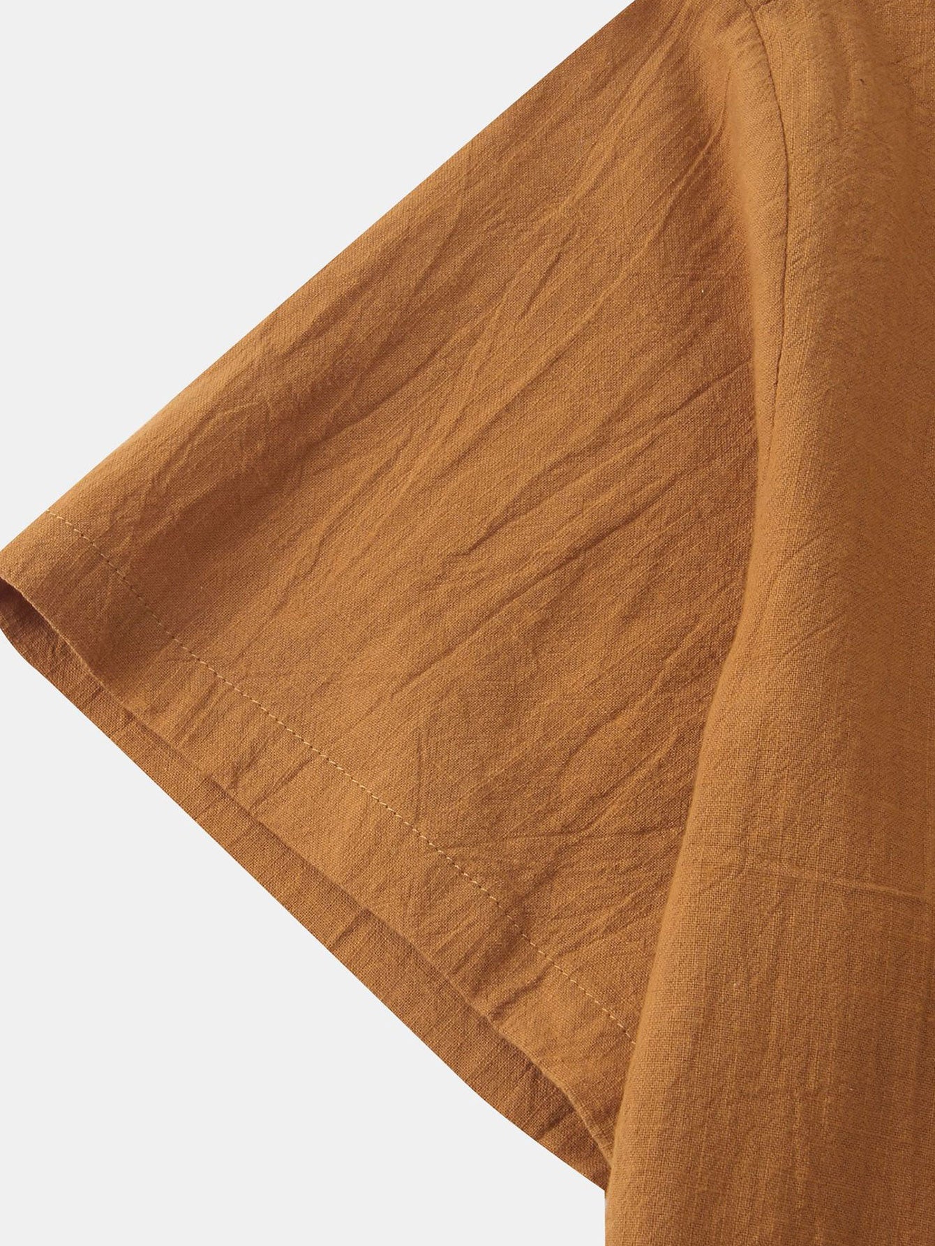 Einfarbige Basic Henley-Shirts & Leinen-Baumwoll-Mix 11" Shorts - Image 10