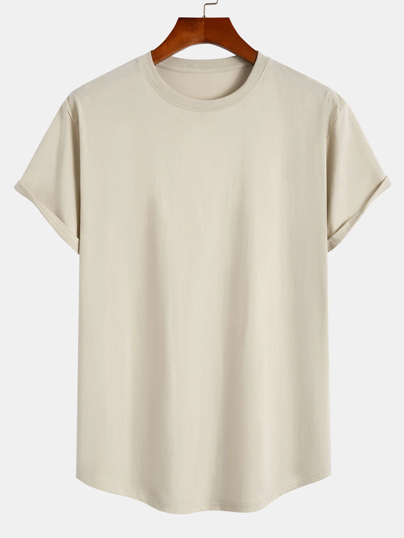 Basic Baumwollbogen-Saum T-Shirt - Image 5