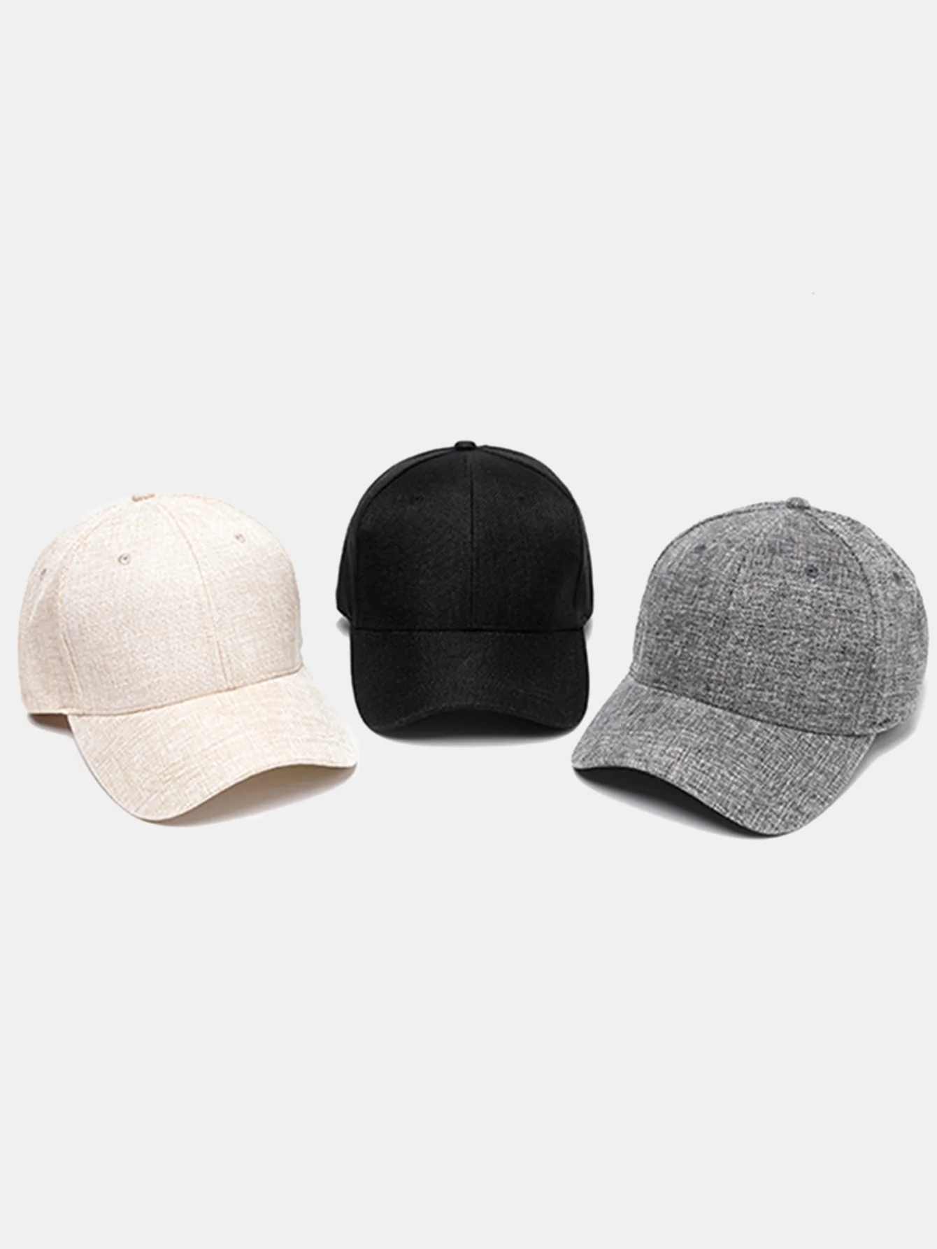 Solide Farbe Faux-Leinen Freizeit-Baseballkappe - Image 5