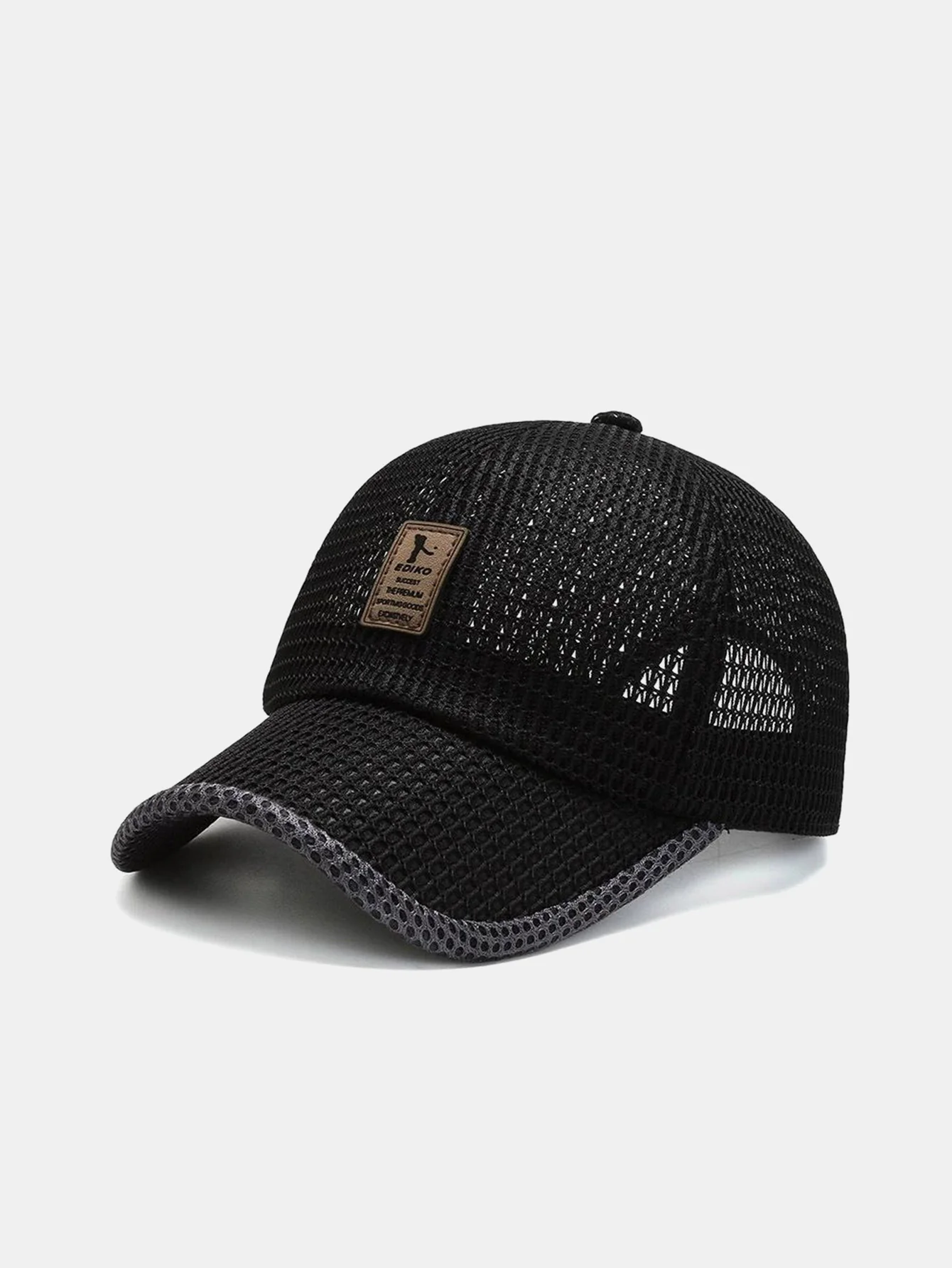 Einfarbige Patch-Hollow-Mesh-Nylon-Baseballmütze