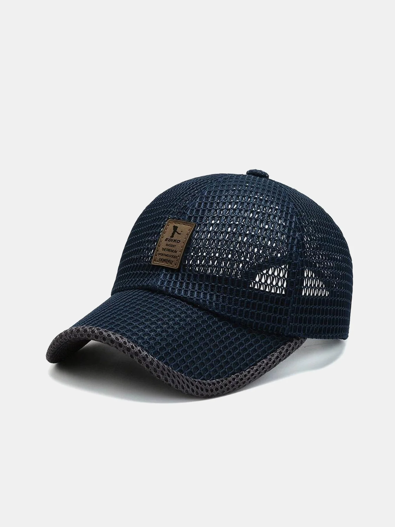 Einfarbige Patch-Hollow-Mesh-Nylon-Baseballmütze - Image 2