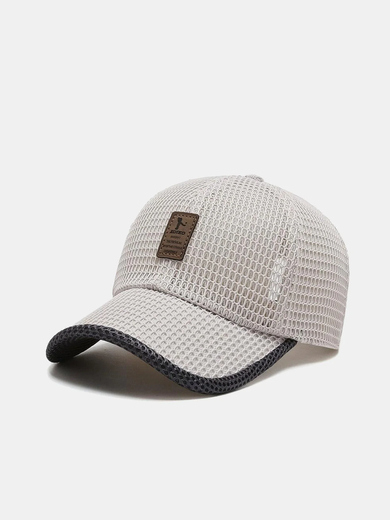 Einfarbige Patch-Hollow-Mesh-Nylon-Baseballmütze - Image 3