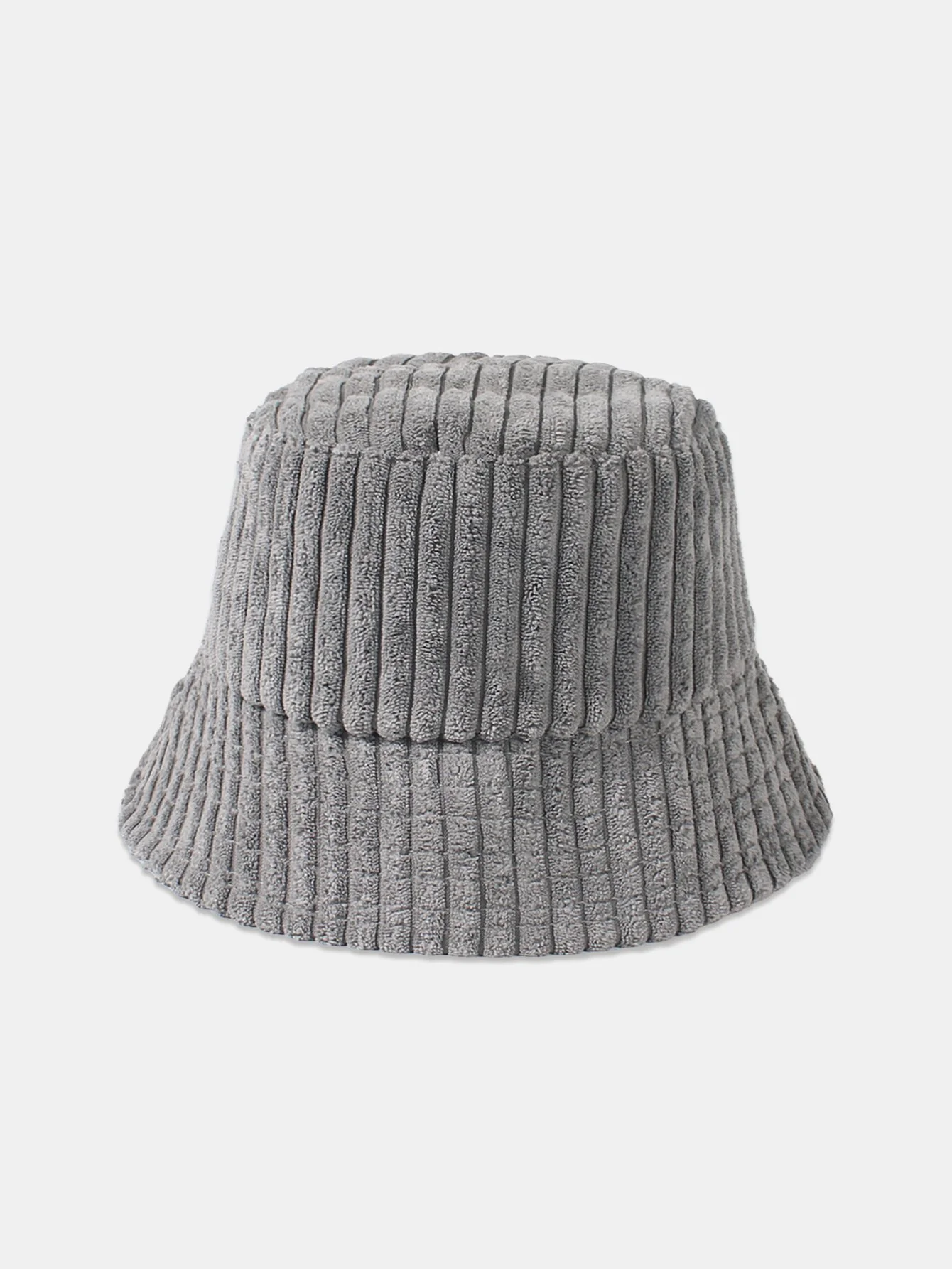 Einfarbiger Streifen Corduroy Bucket Hat - Image 2