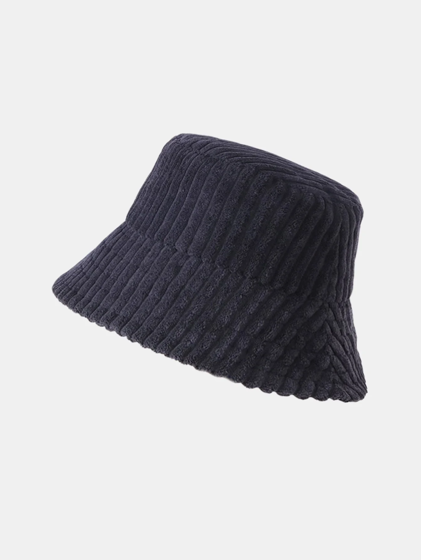 Einfarbiger Streifen Corduroy Bucket Hat - Image 3