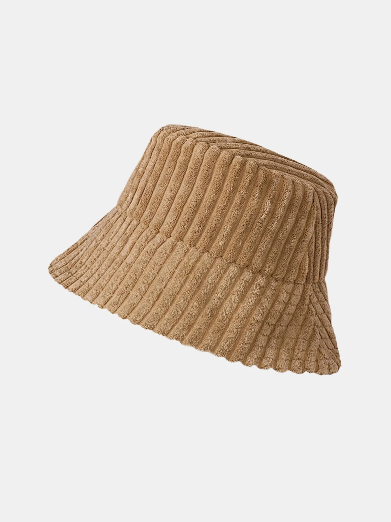 Einfarbiger Streifen Corduroy Bucket Hat - Image 5