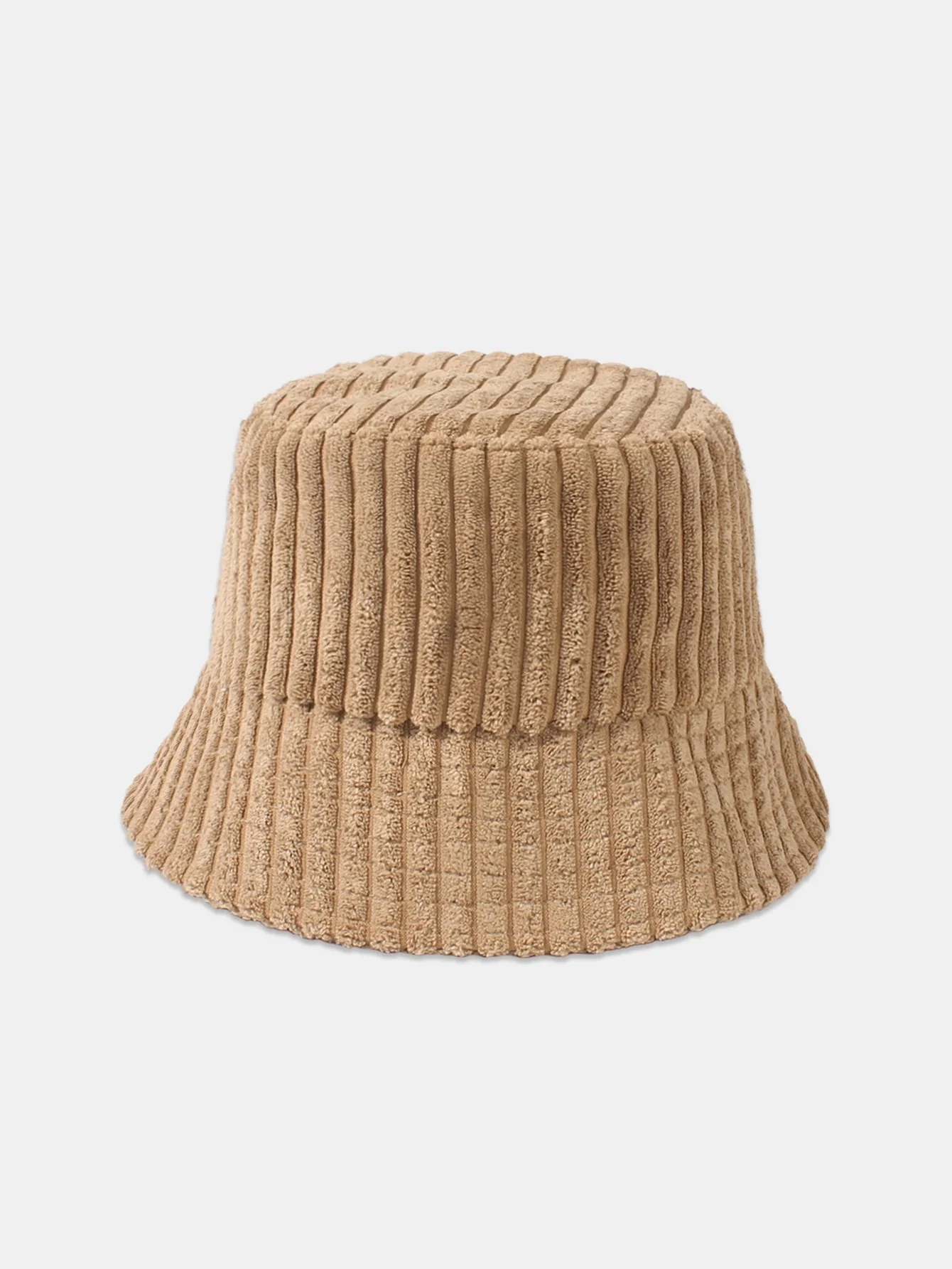 Einfarbiger Streifen Corduroy Bucket Hat - Image 6