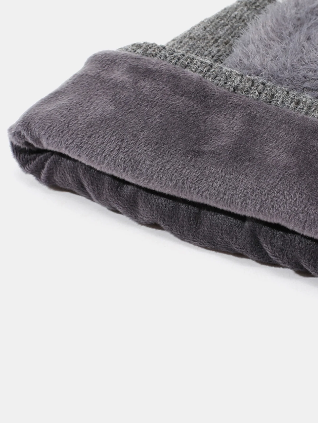 Solid Color Velvet Warm Knitted Hat With Scarf - Image 8