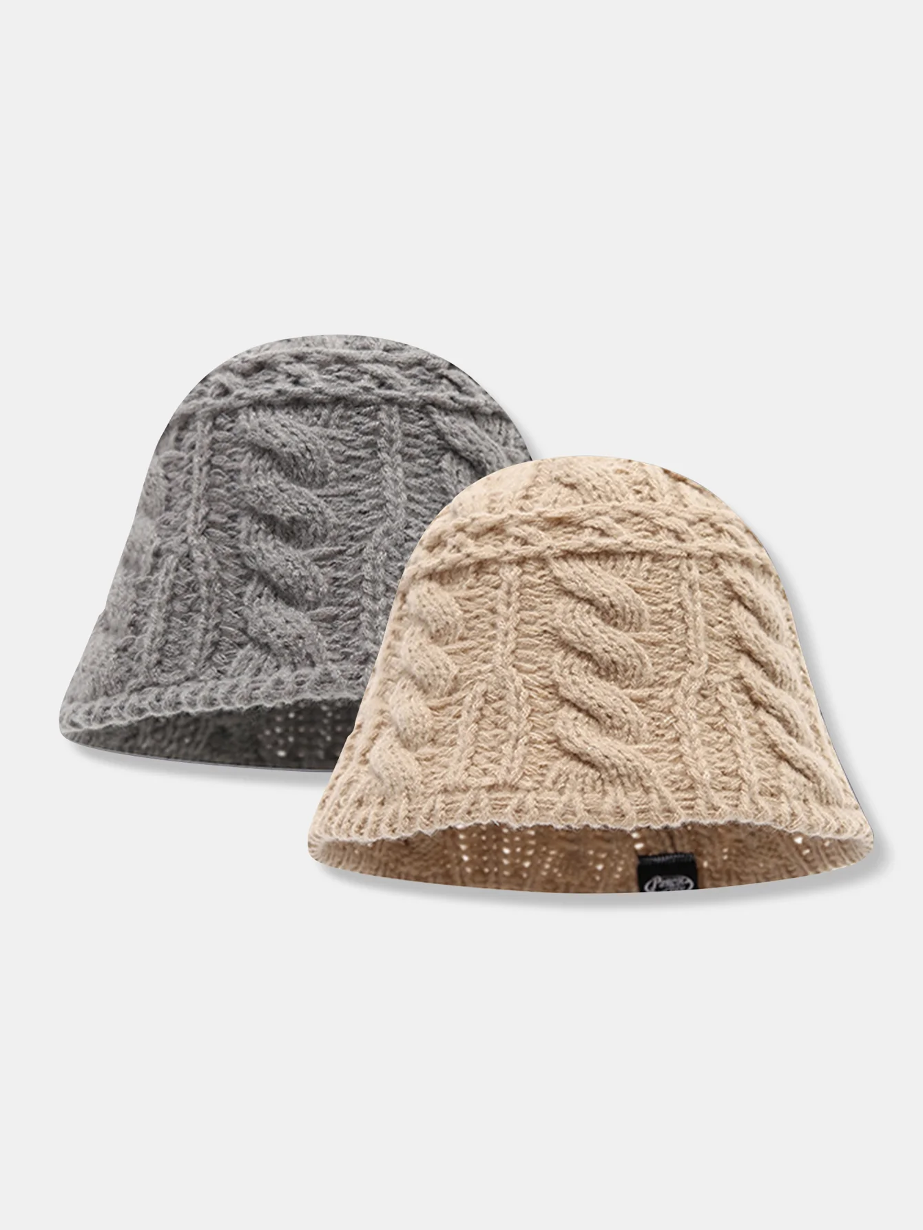 Einfarbiger Woll grob strukturierter warmer gestrickter Fischerhut - Image 6