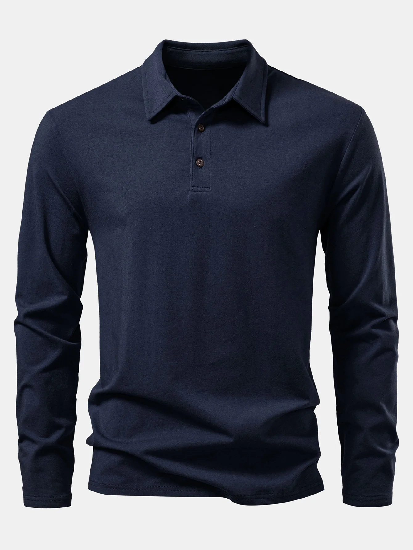 Solides Langarm-Baumwoll-Poloshirts-Shirt