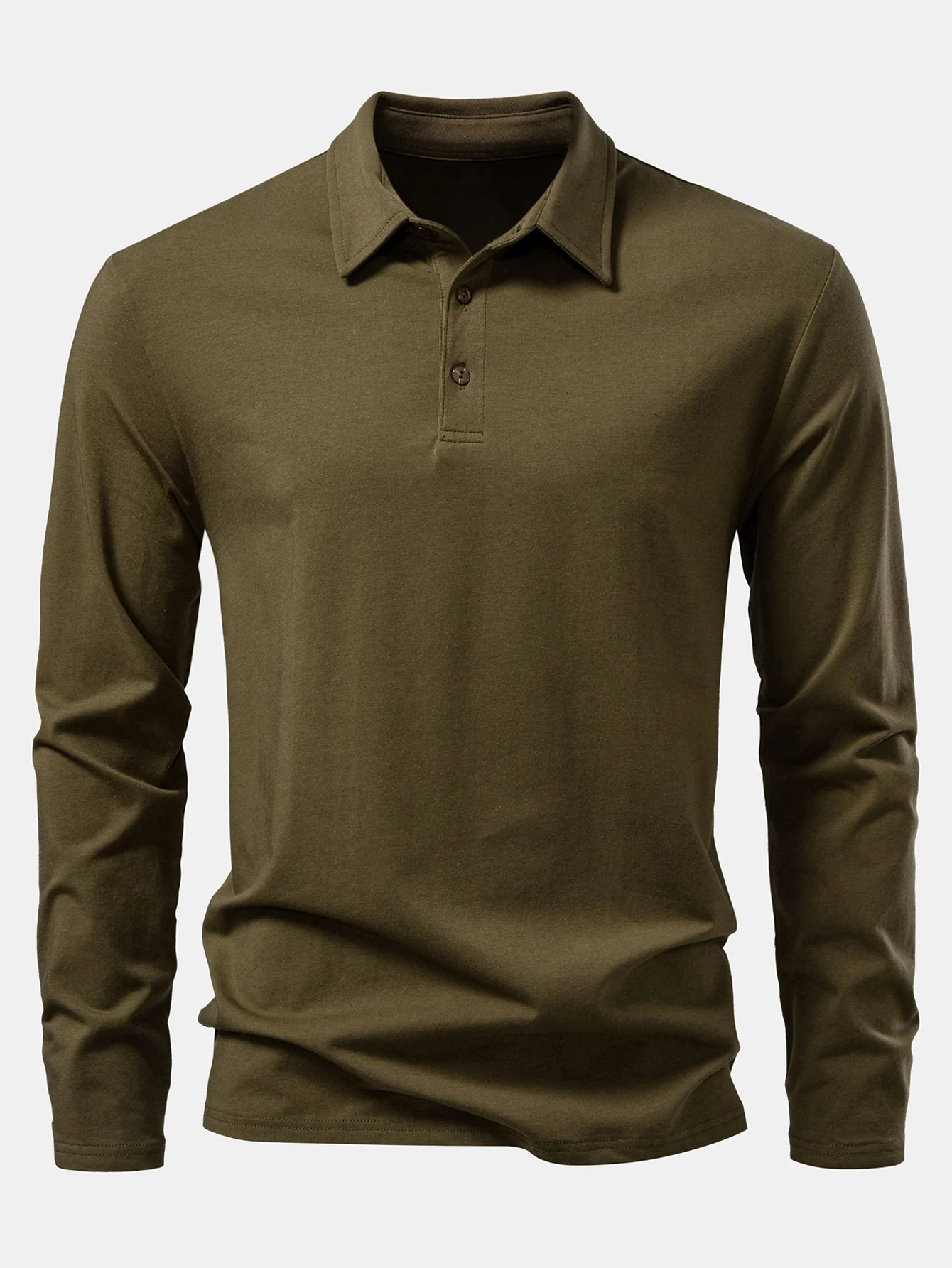 Solides Langarm-Baumwoll-Poloshirts-Shirt - Image 11