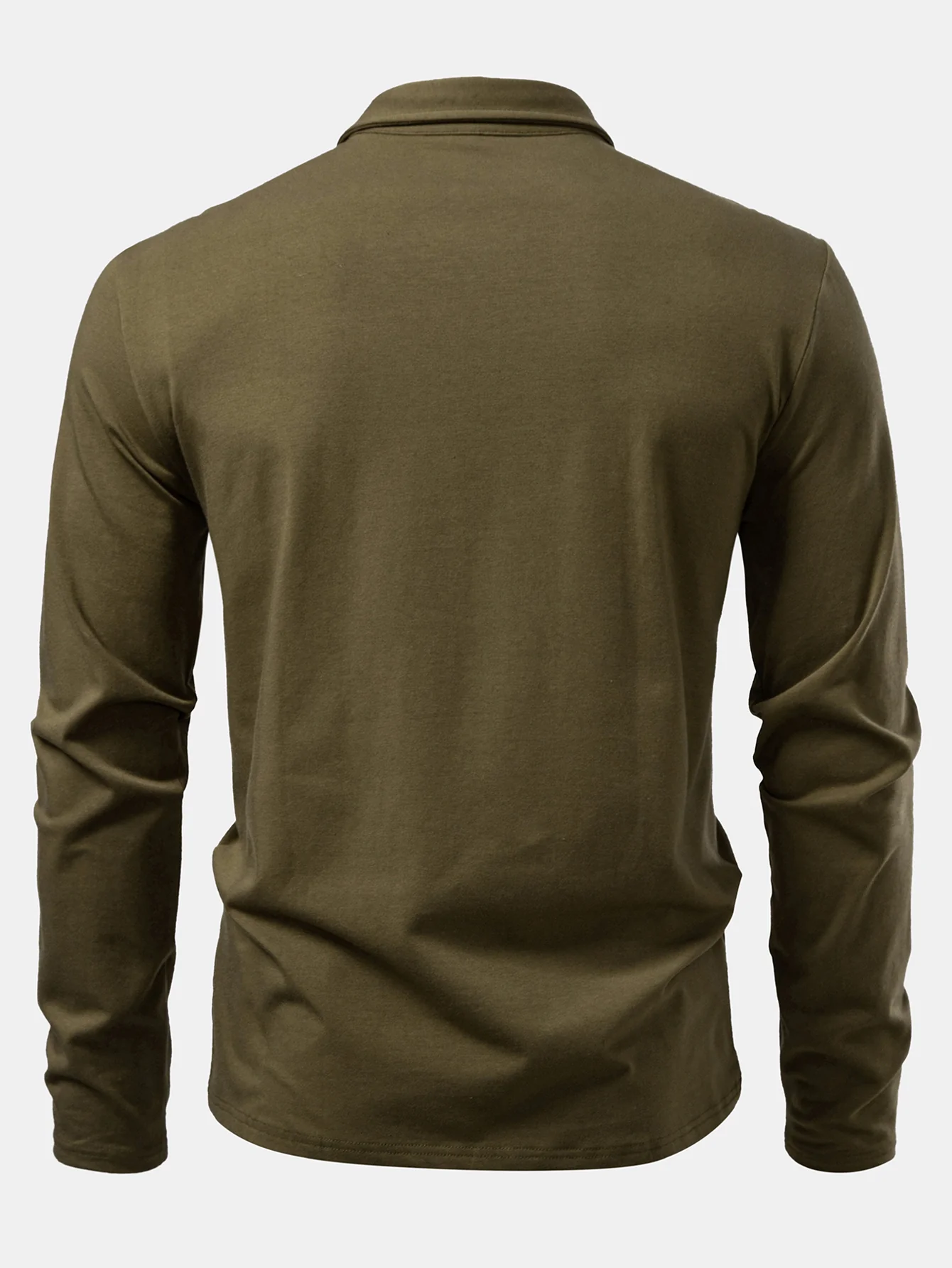 Solides Langarm-Baumwoll-Poloshirts-Shirt - Image 12