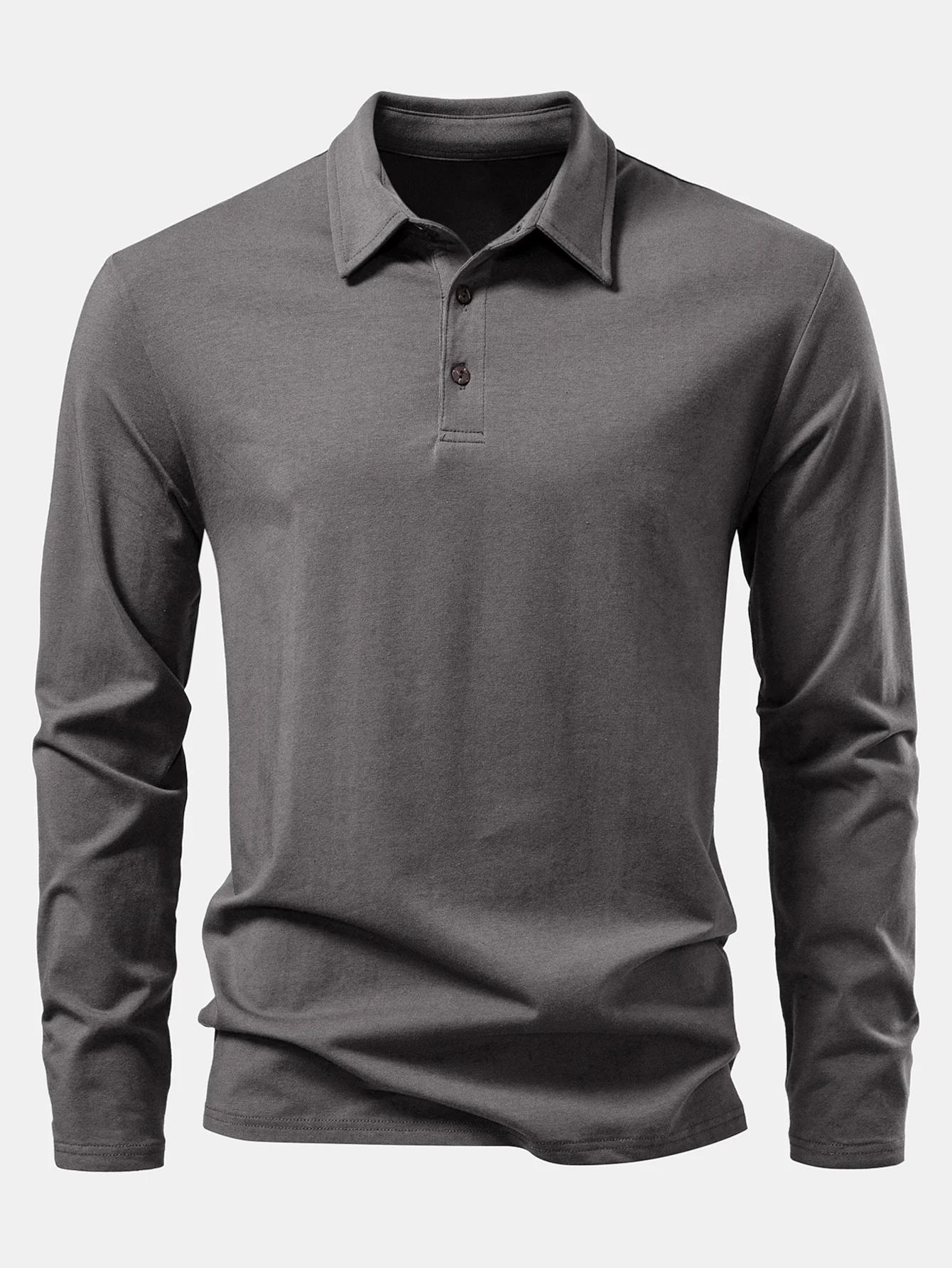 Solides Langarm-Baumwoll-Poloshirts-Shirt - Image 13