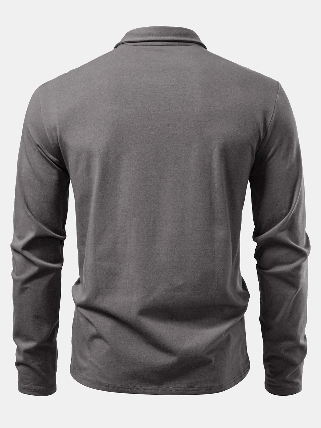Solides Langarm-Baumwoll-Poloshirts-Shirt - Image 14