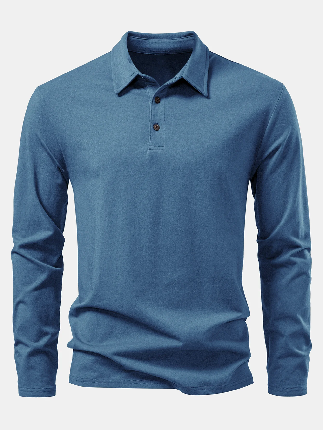 Solides Langarm-Baumwoll-Poloshirts-Shirt - Image 15