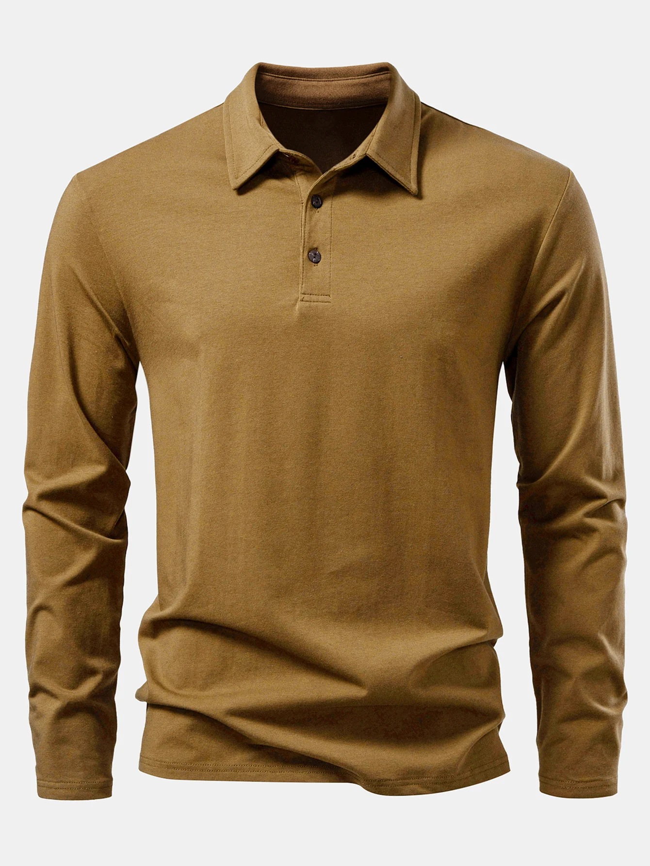 Solides Langarm-Baumwoll-Poloshirts-Shirt - Image 17