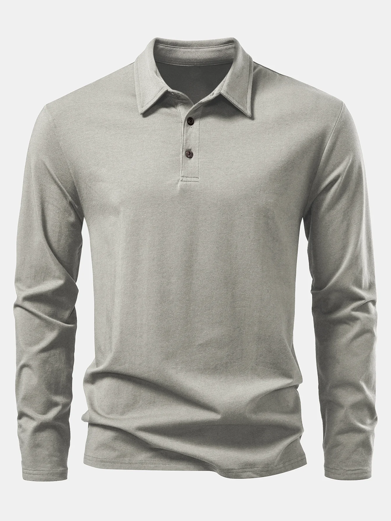 Solides Langarm-Baumwoll-Poloshirts-Shirt - Image 19