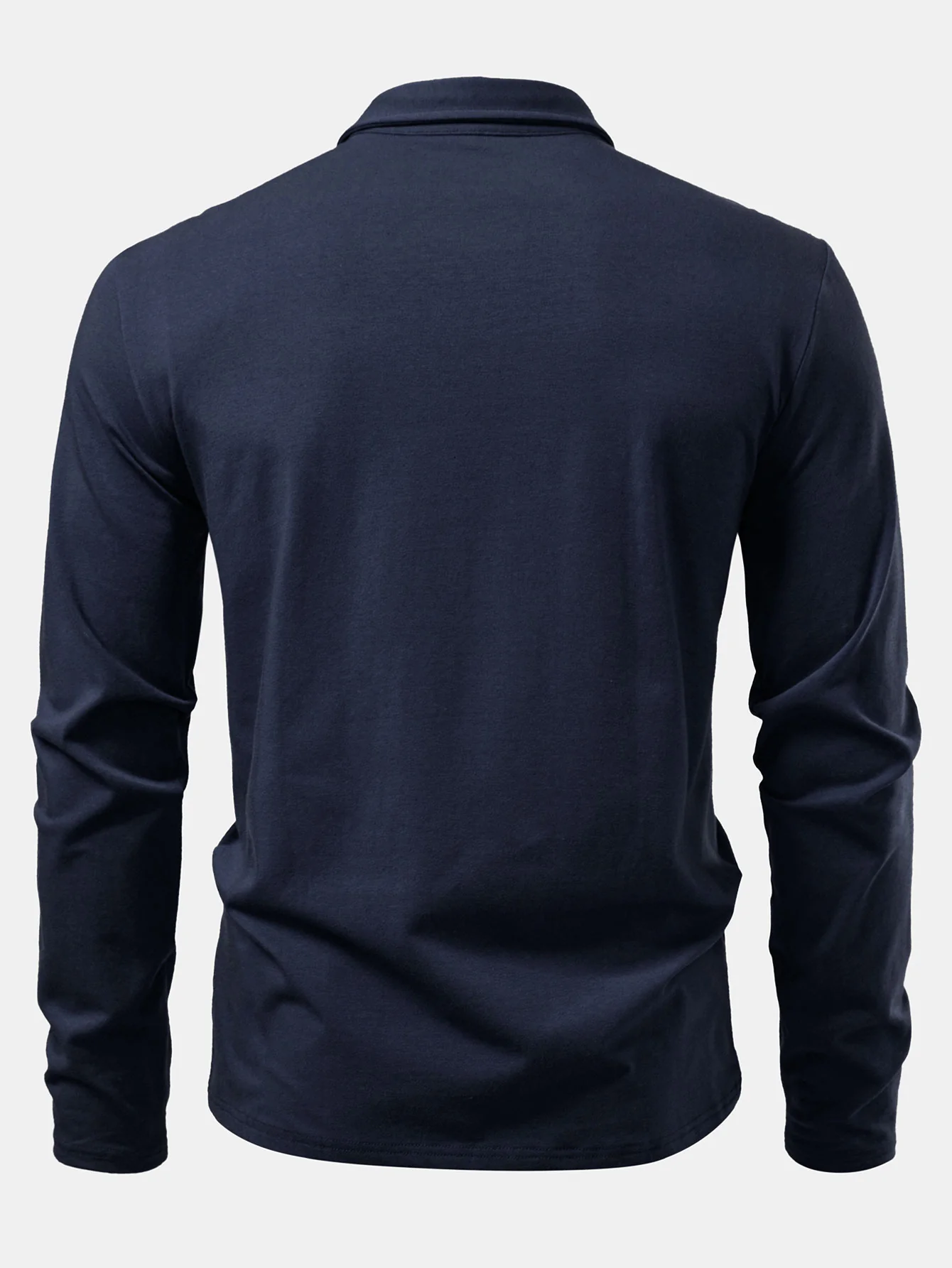 Solides Langarm-Baumwoll-Poloshirts-Shirt - Image 2