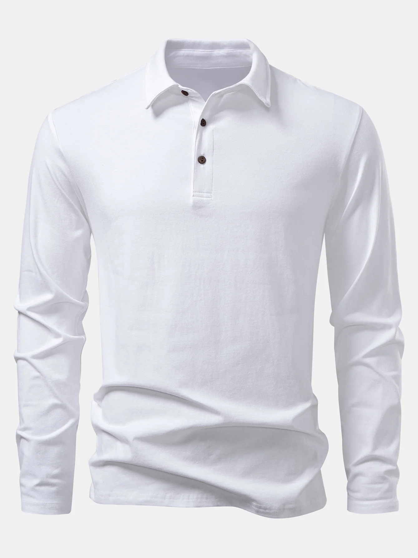 Solides Langarm-Baumwoll-Poloshirts-Shirt - Image 3