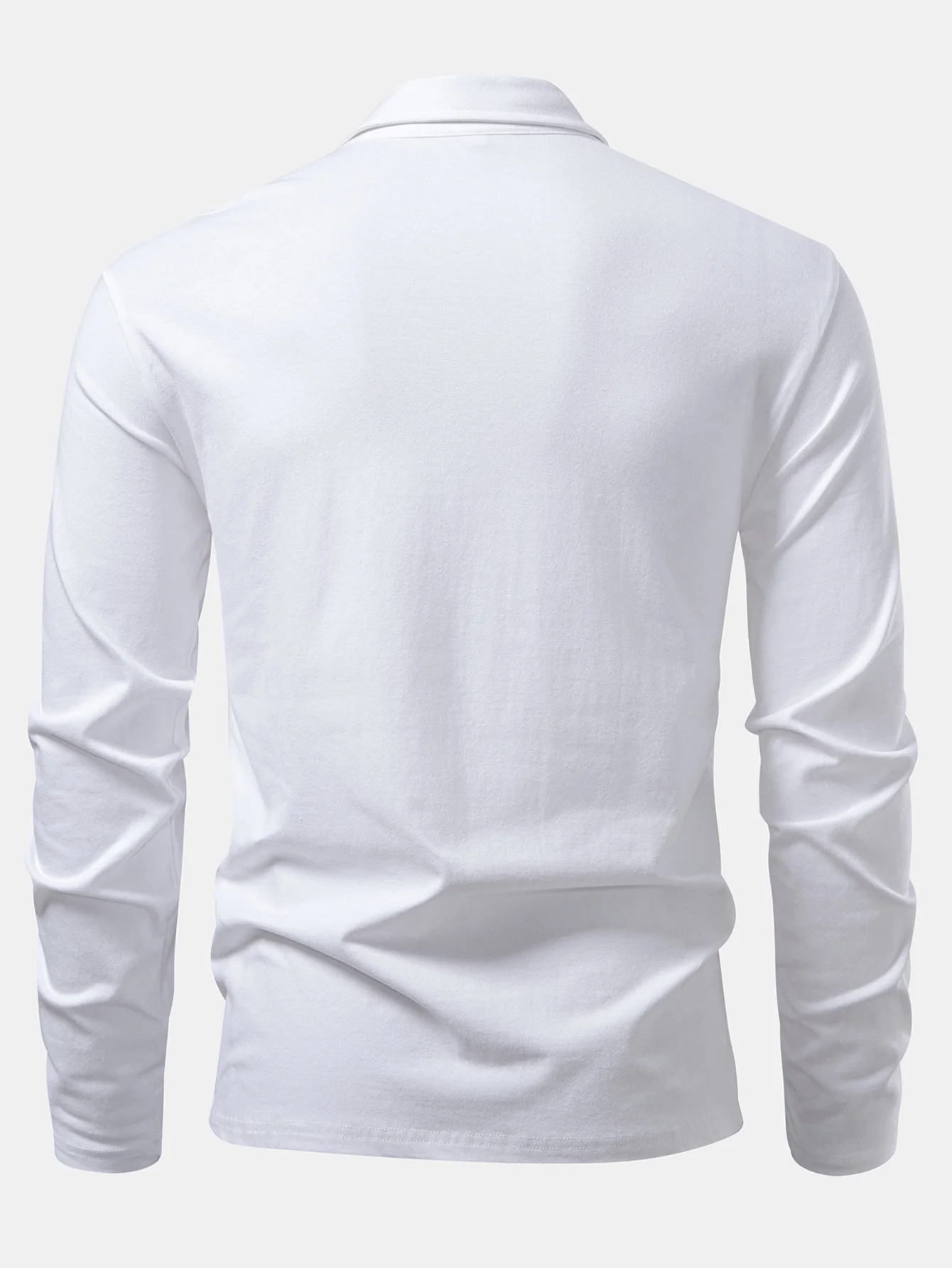 Solides Langarm-Baumwoll-Poloshirts-Shirt - Image 4