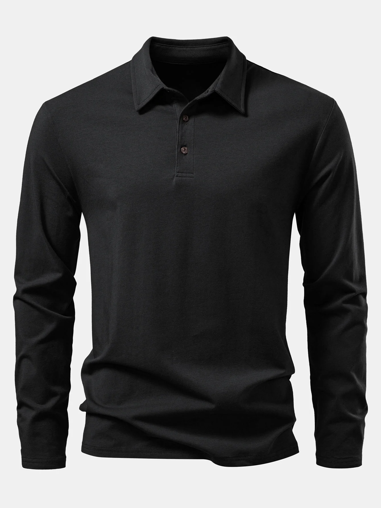 Solides Langarm-Baumwoll-Poloshirts-Shirt - Image 5