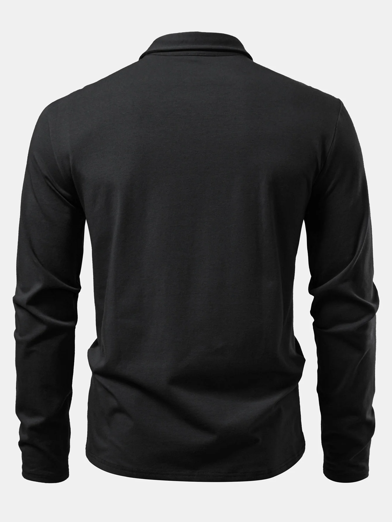 Solides Langarm-Baumwoll-Poloshirts-Shirt - Image 6