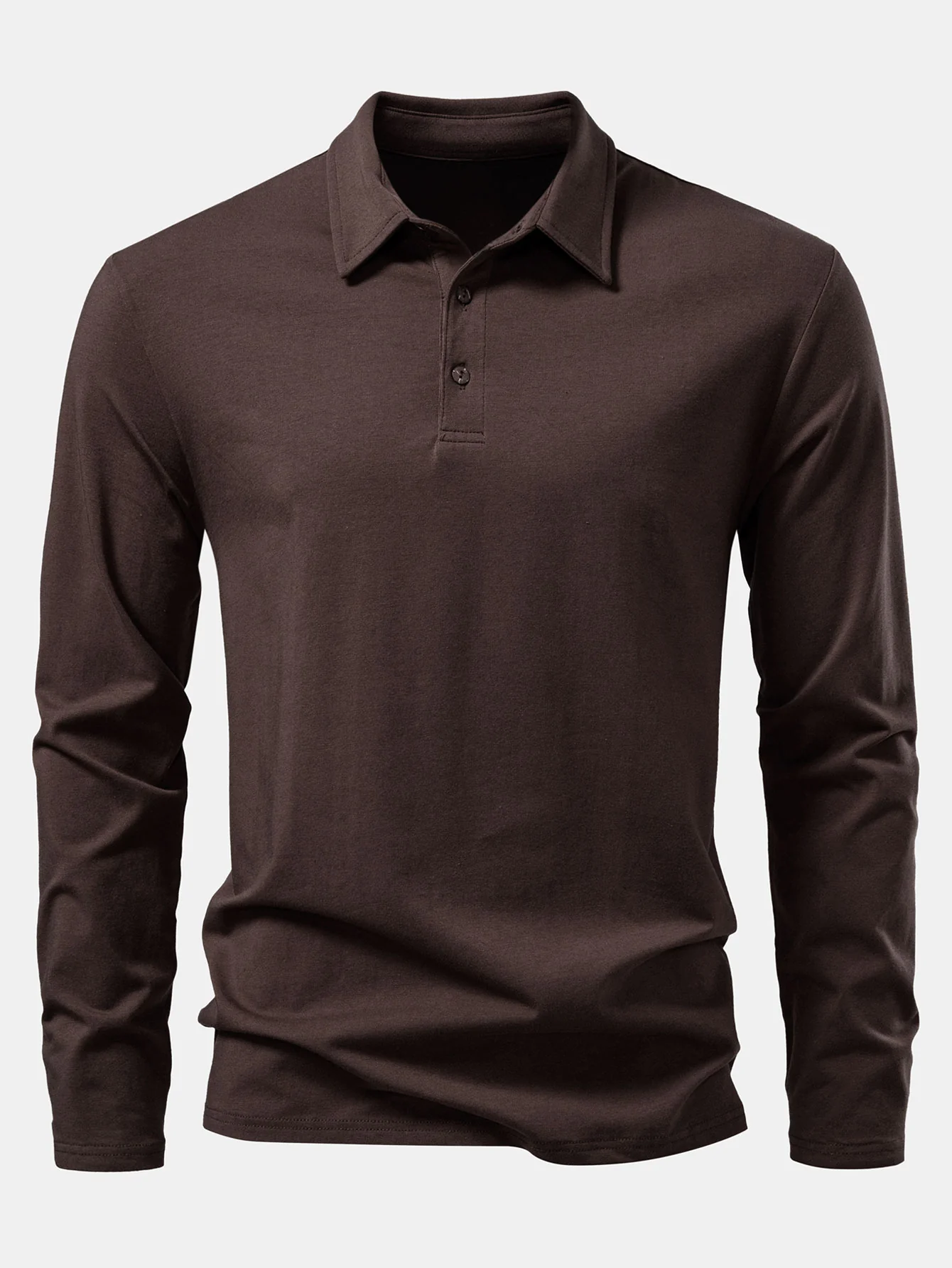 Solides Langarm-Baumwoll-Poloshirts-Shirt - Image 7