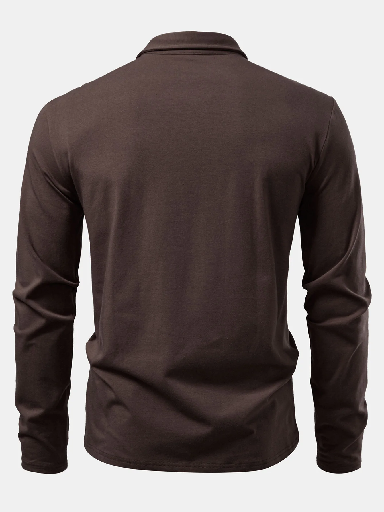Solides Langarm-Baumwoll-Poloshirts-Shirt - Image 8