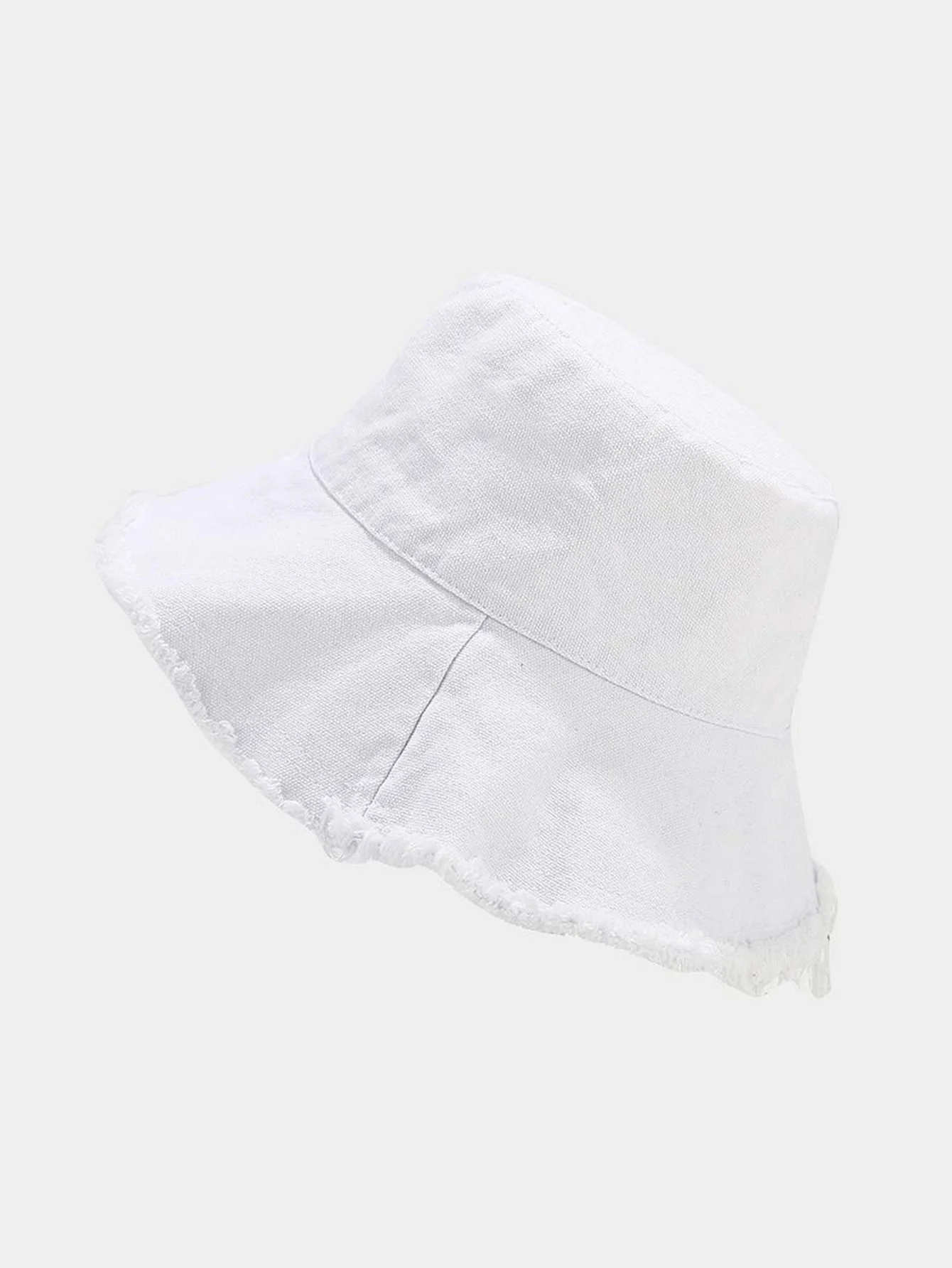 Solid gewaschene Baumwolle ausgefranster Bucket Hat - Image 2