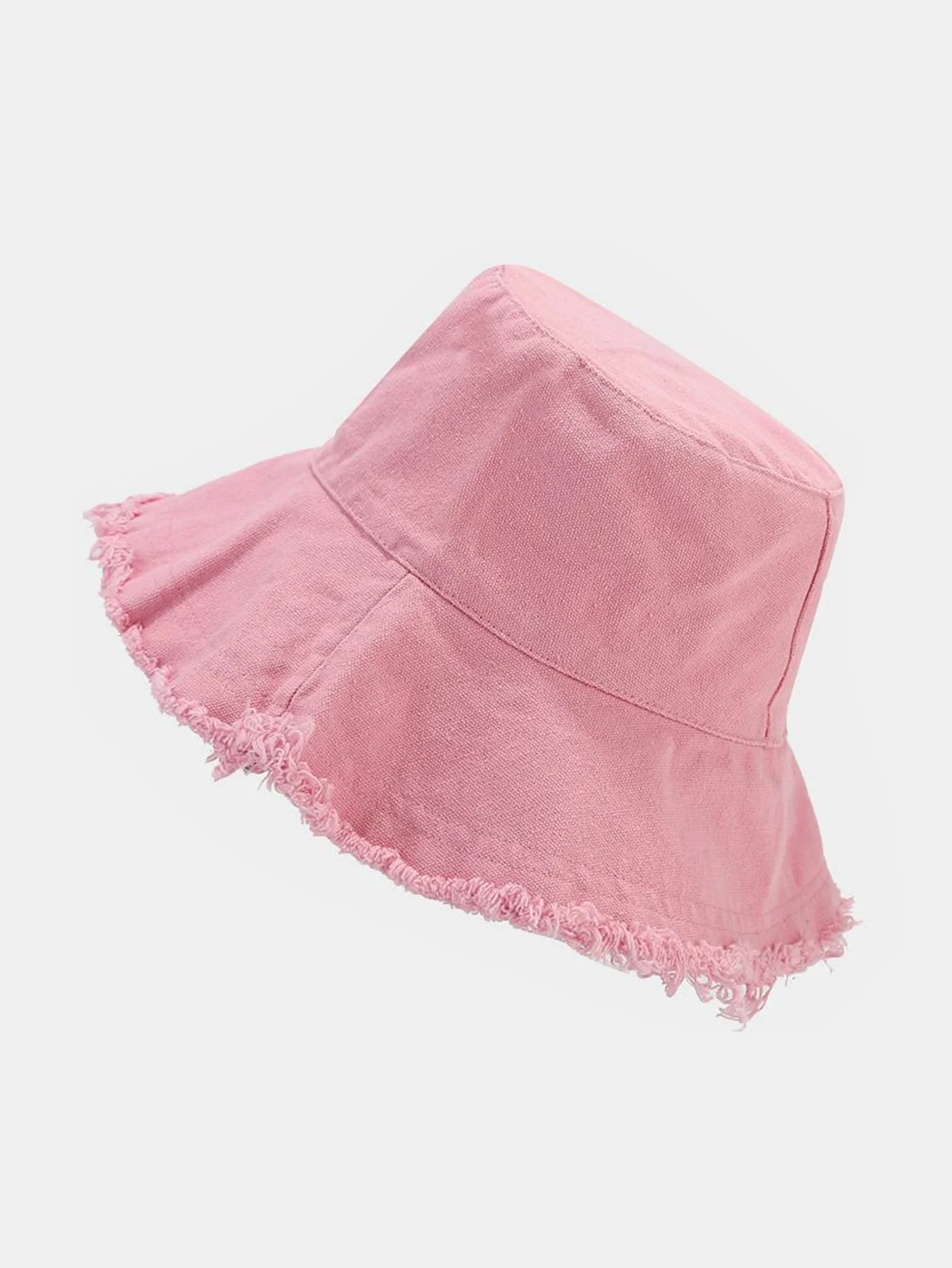 Solid gewaschene Baumwolle ausgefranster Bucket Hat - Image 4