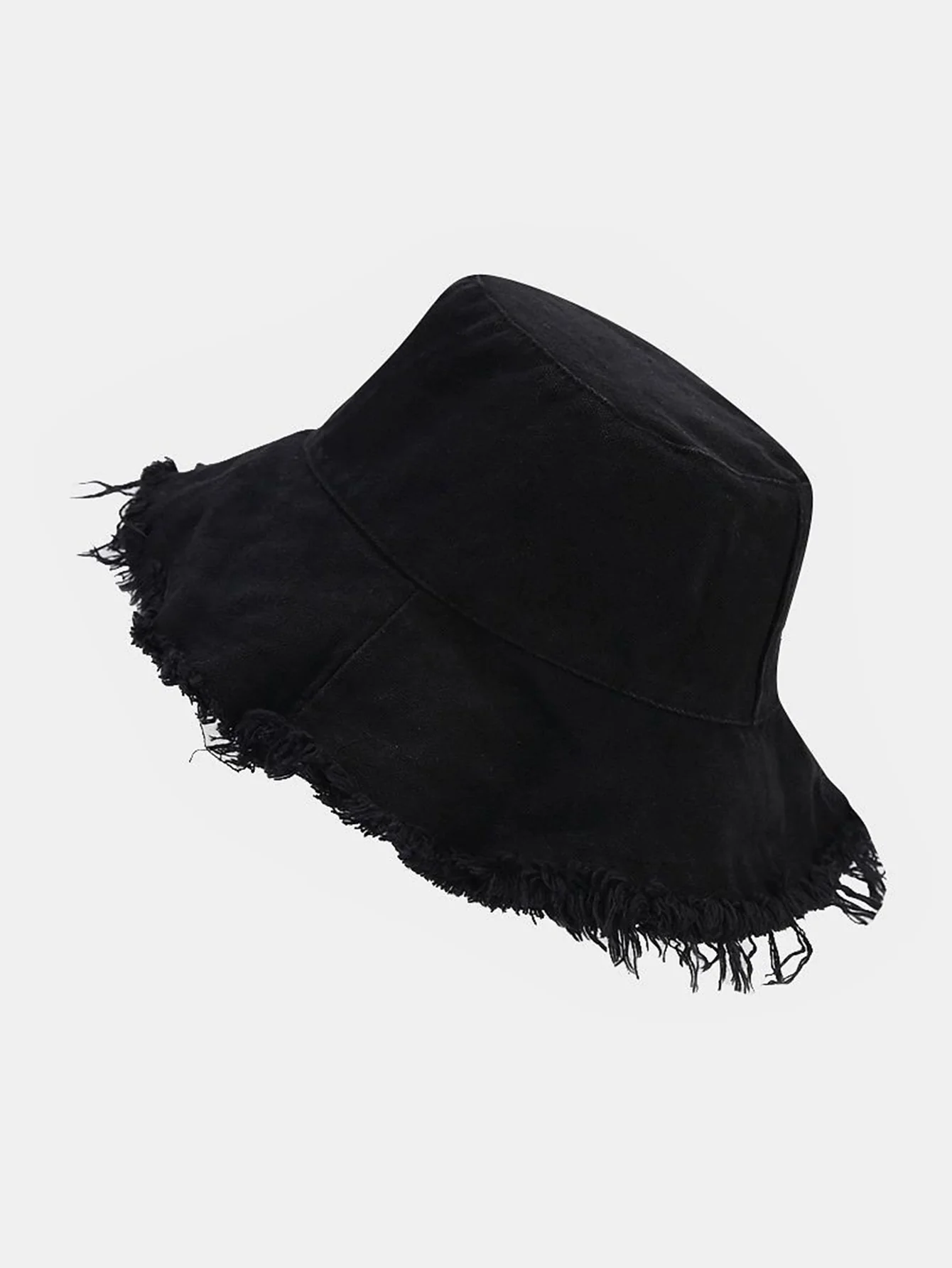Solid gewaschene Baumwolle ausgefranster Bucket Hat - Image 5