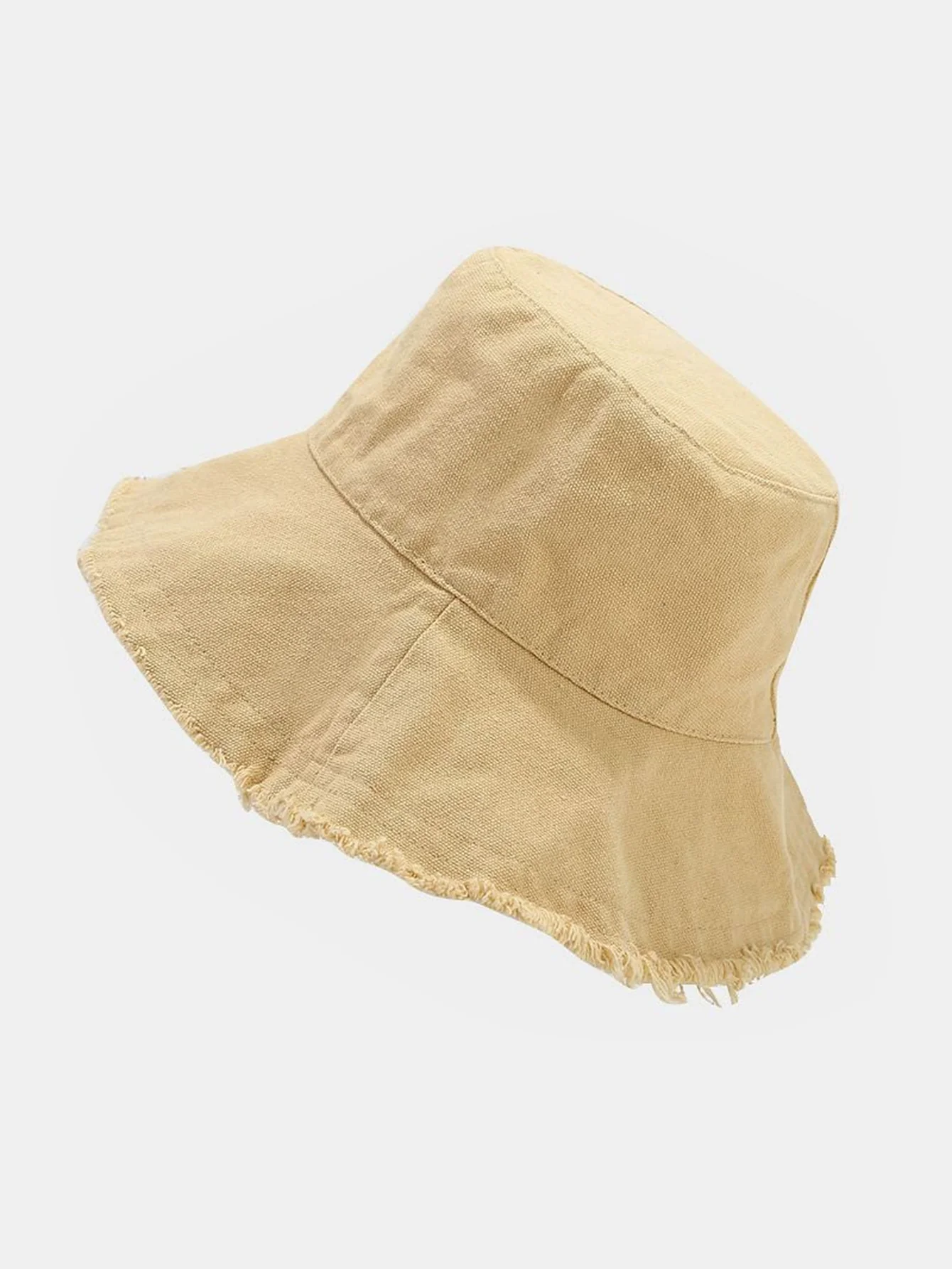 Solid gewaschene Baumwolle ausgefranster Bucket Hat - Image 6