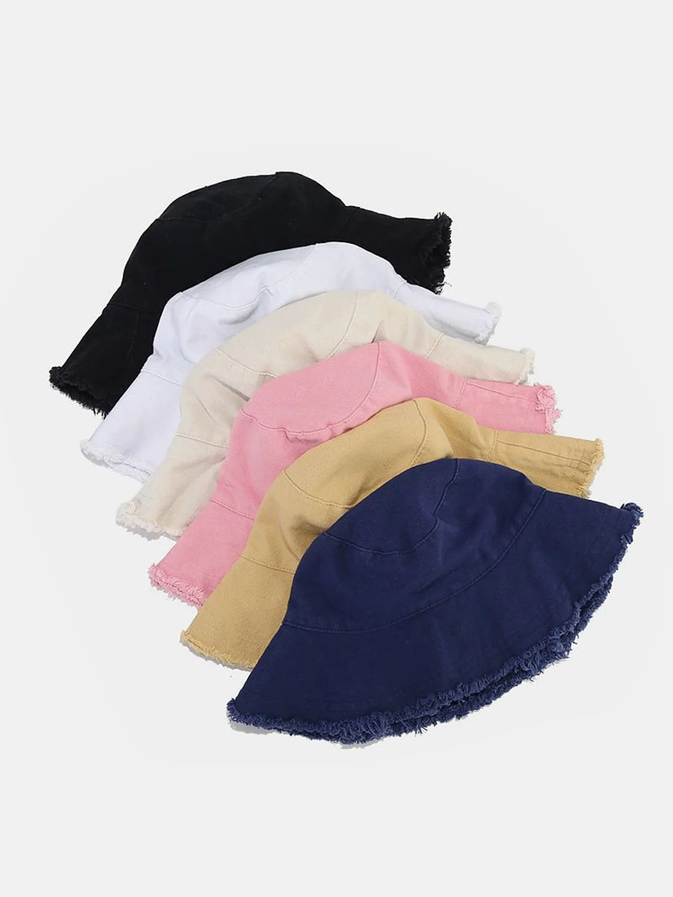 Solid gewaschene Baumwolle ausgefranster Bucket Hat - Image 9