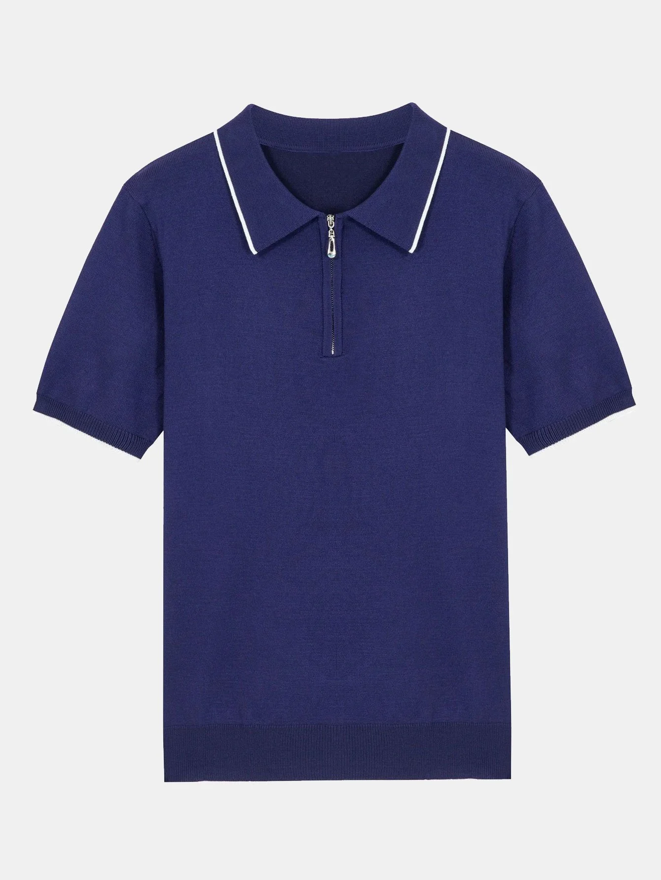 Solid Zip Sweater Polo - Image 3