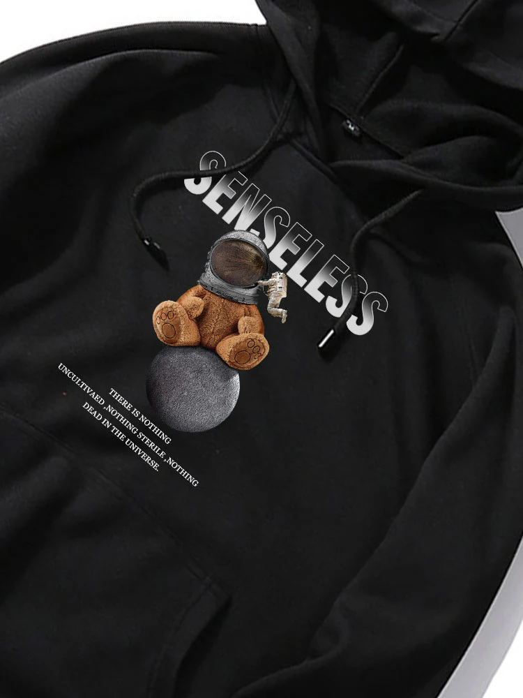 Space Bear Print Hoodie - Image 2